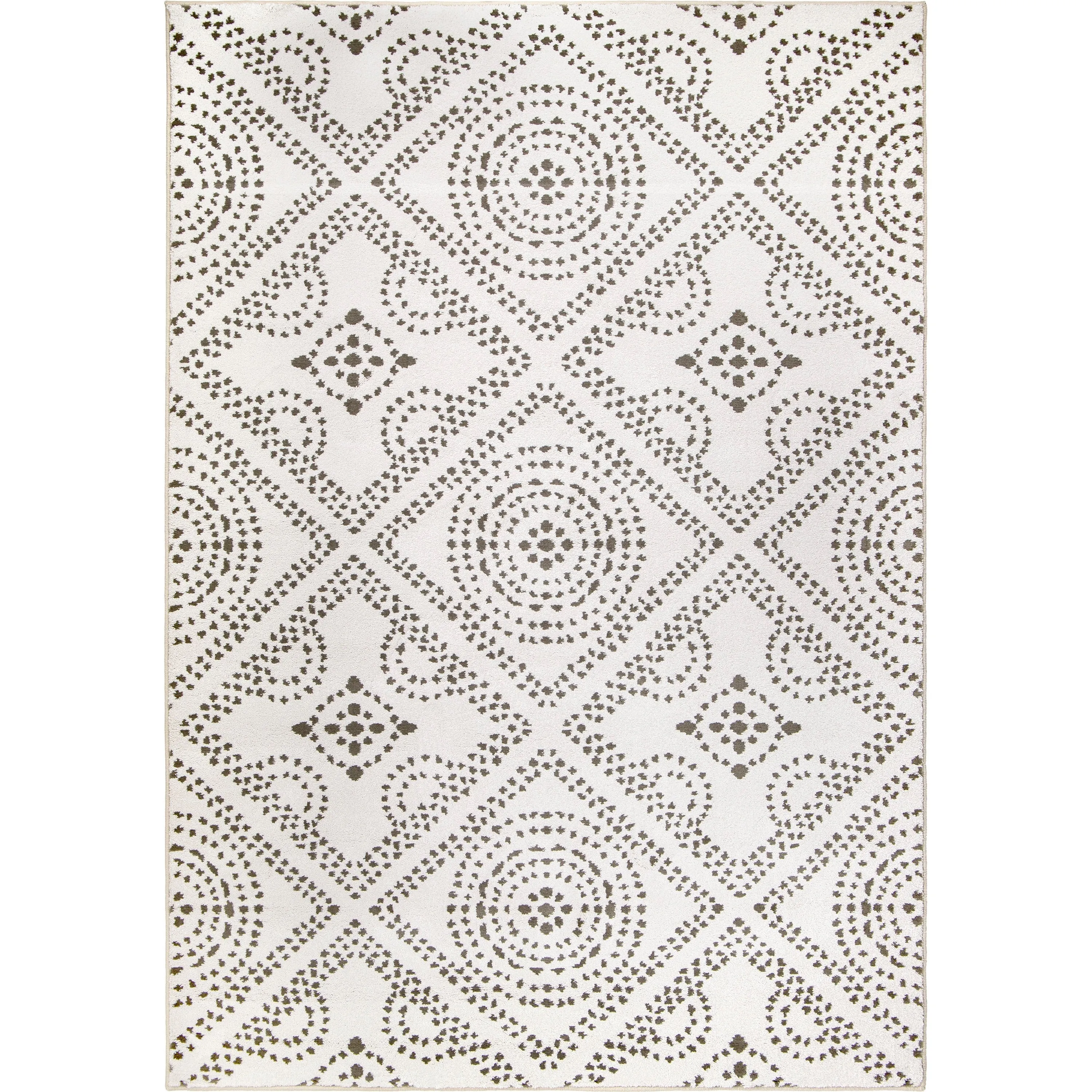 My Texas House Saltillo Natural White Floral Area Rug
