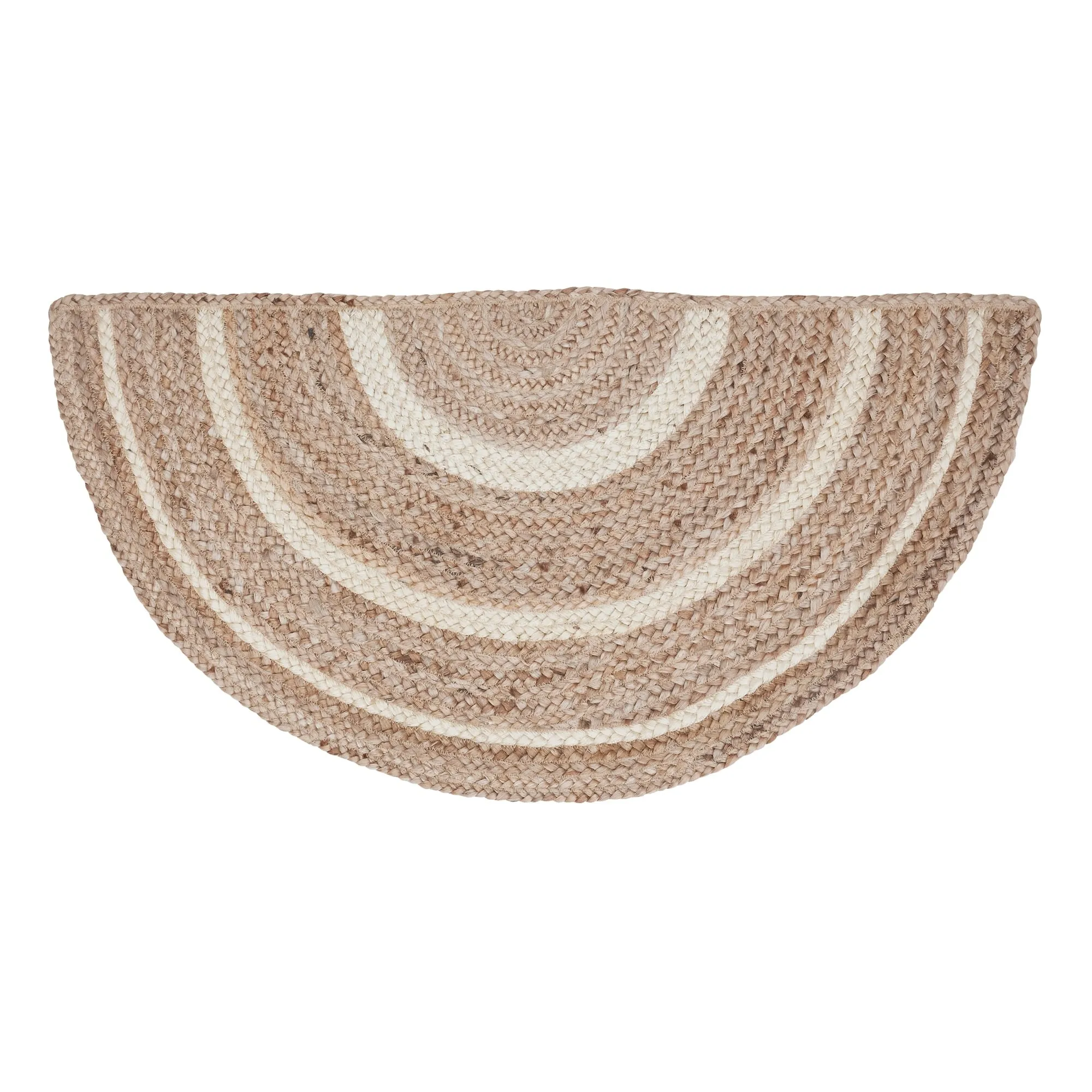 Natural & Creme Jute Rug Half Circle w/ Pad 16.5x33 - 3'6