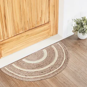 Natural & Creme Jute Rug Half Circle w/ Pad 16.5x33 - 3'6