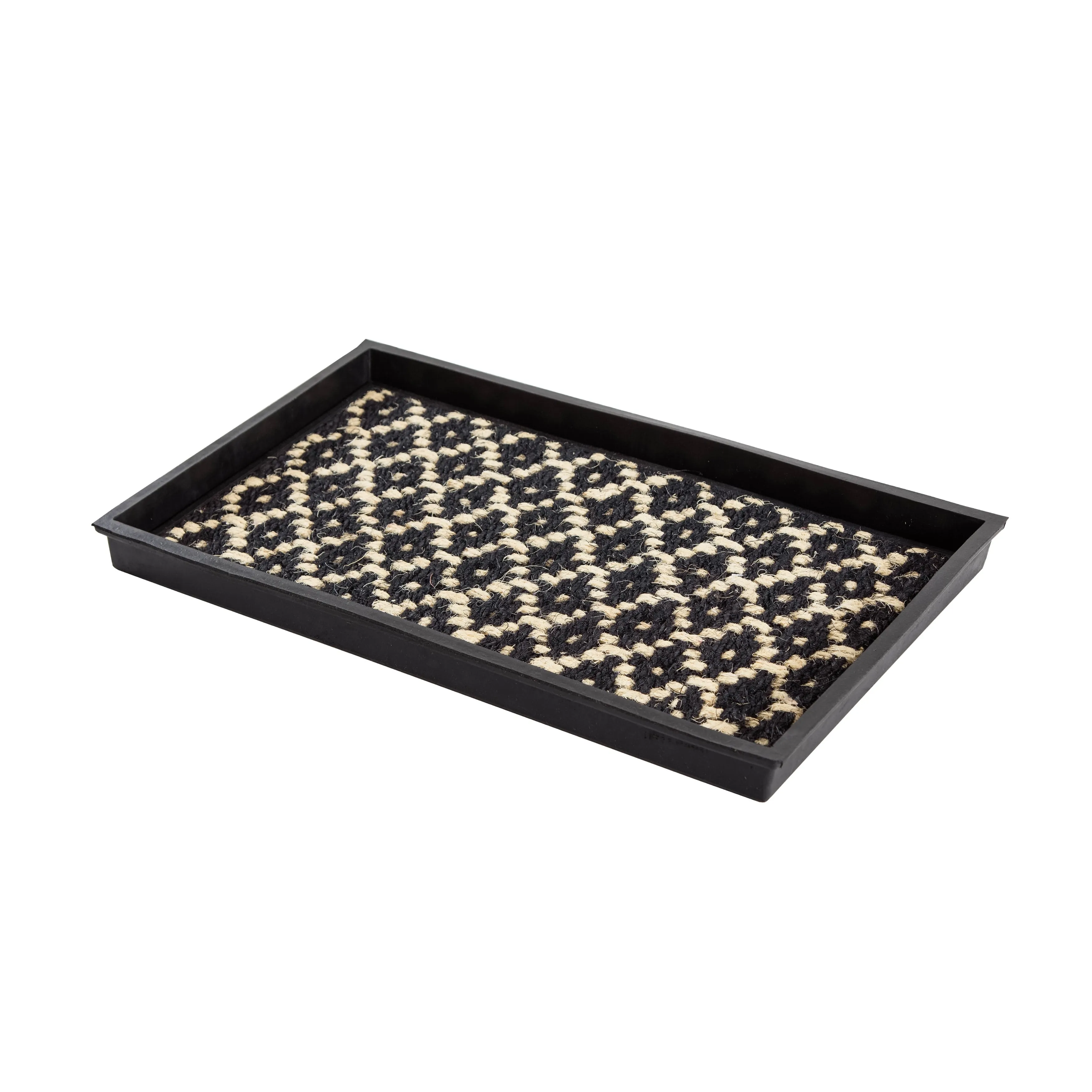 Natural and Recycled Rubber Boot Tray with Black and Ivory Coir Insert