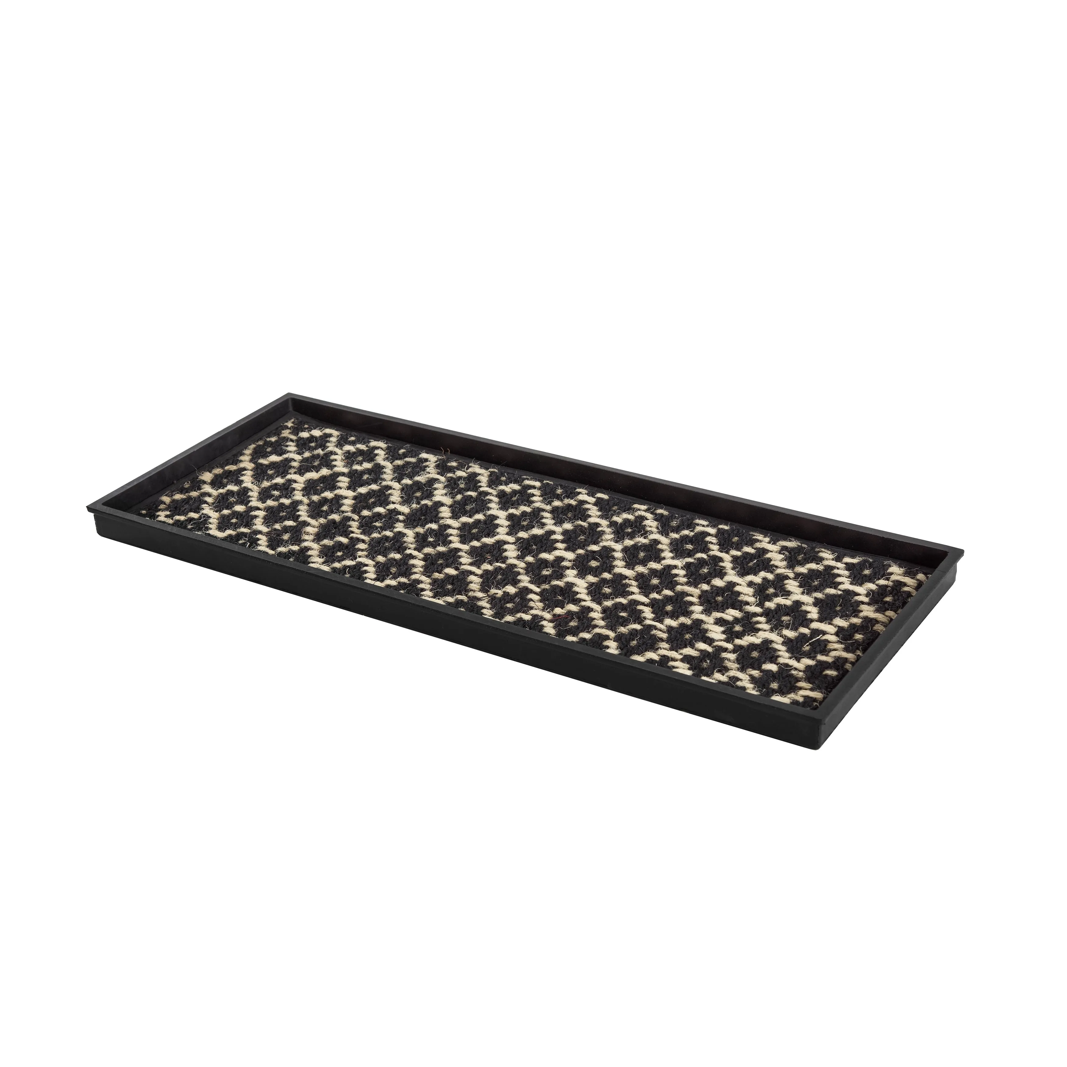 Natural and Recycled Rubber Boot Tray with Black and Ivory Coir Insert