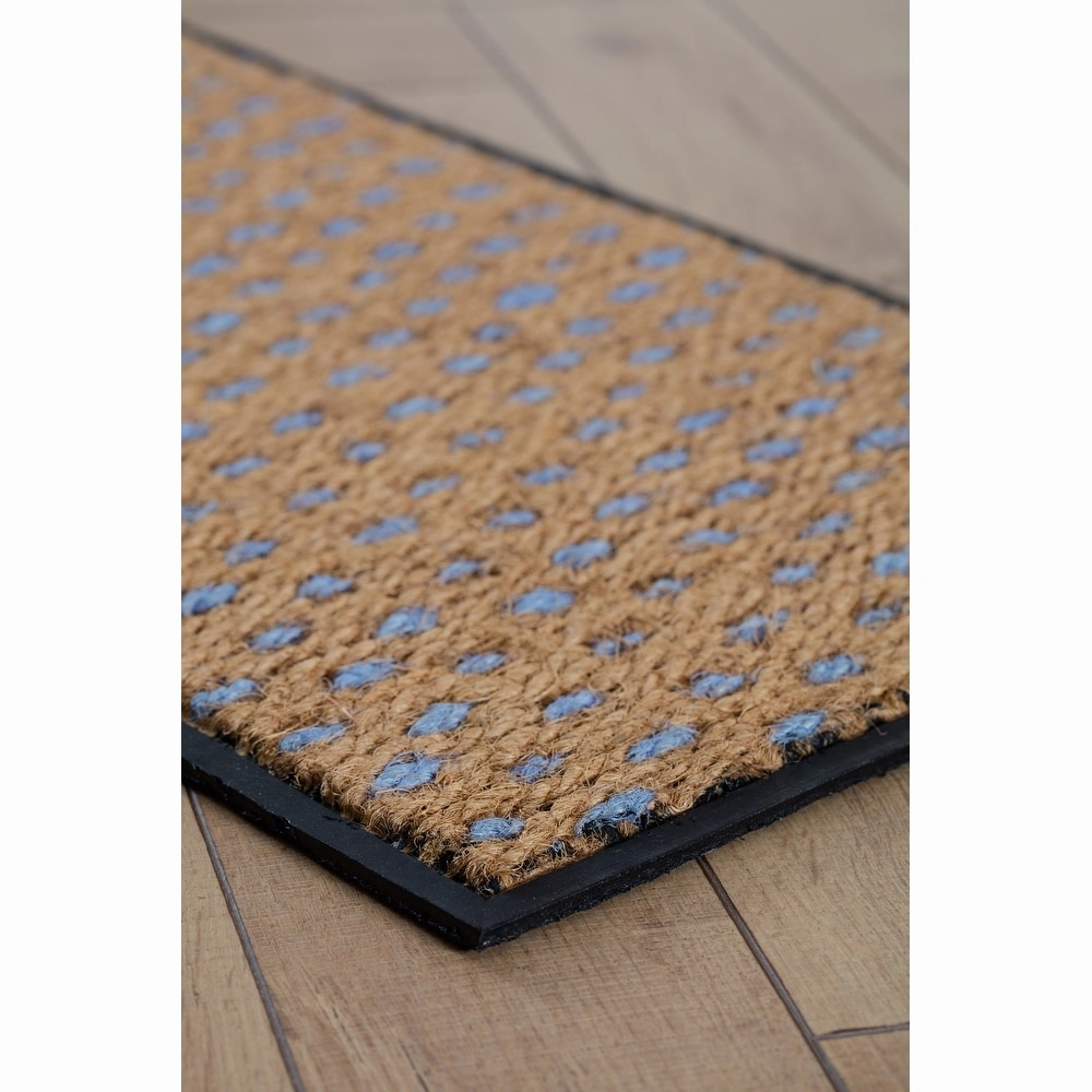 Natural and Recycled Rubber Boot Tray with Tan and Blue Coir Insert