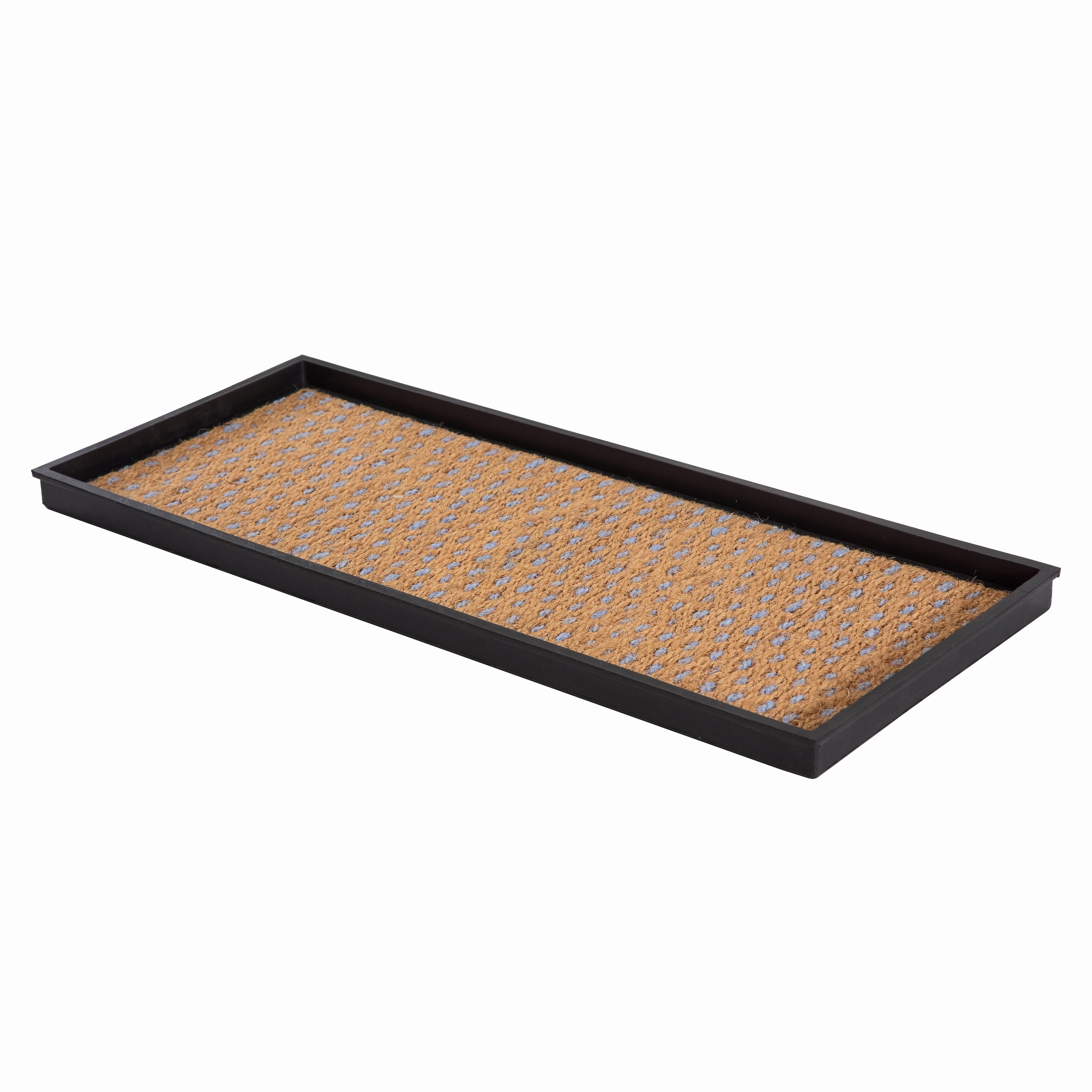 Natural and Recycled Rubber Boot Tray with Tan and Blue Coir Insert