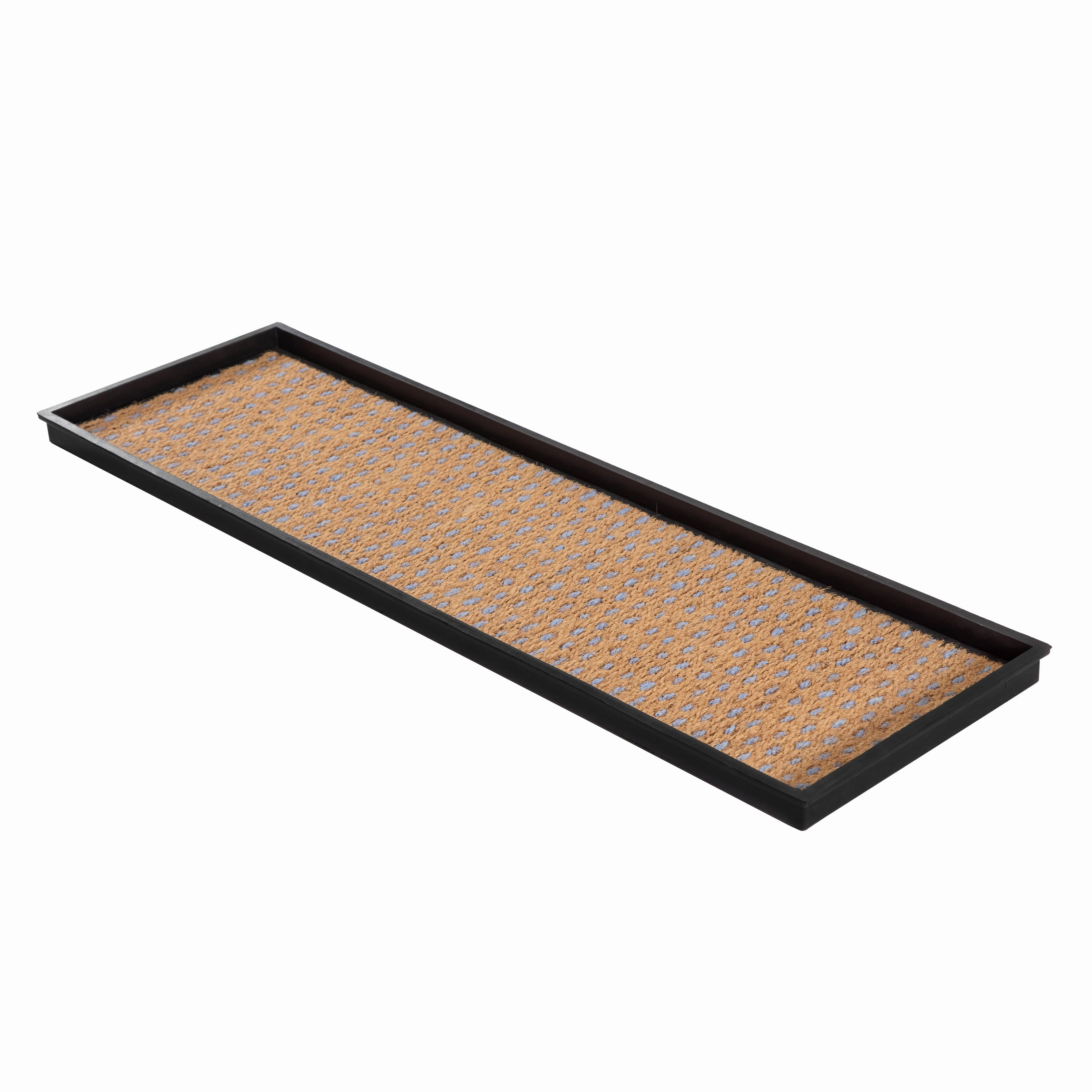 Natural and Recycled Rubber Boot Tray with Tan and Blue Coir Insert