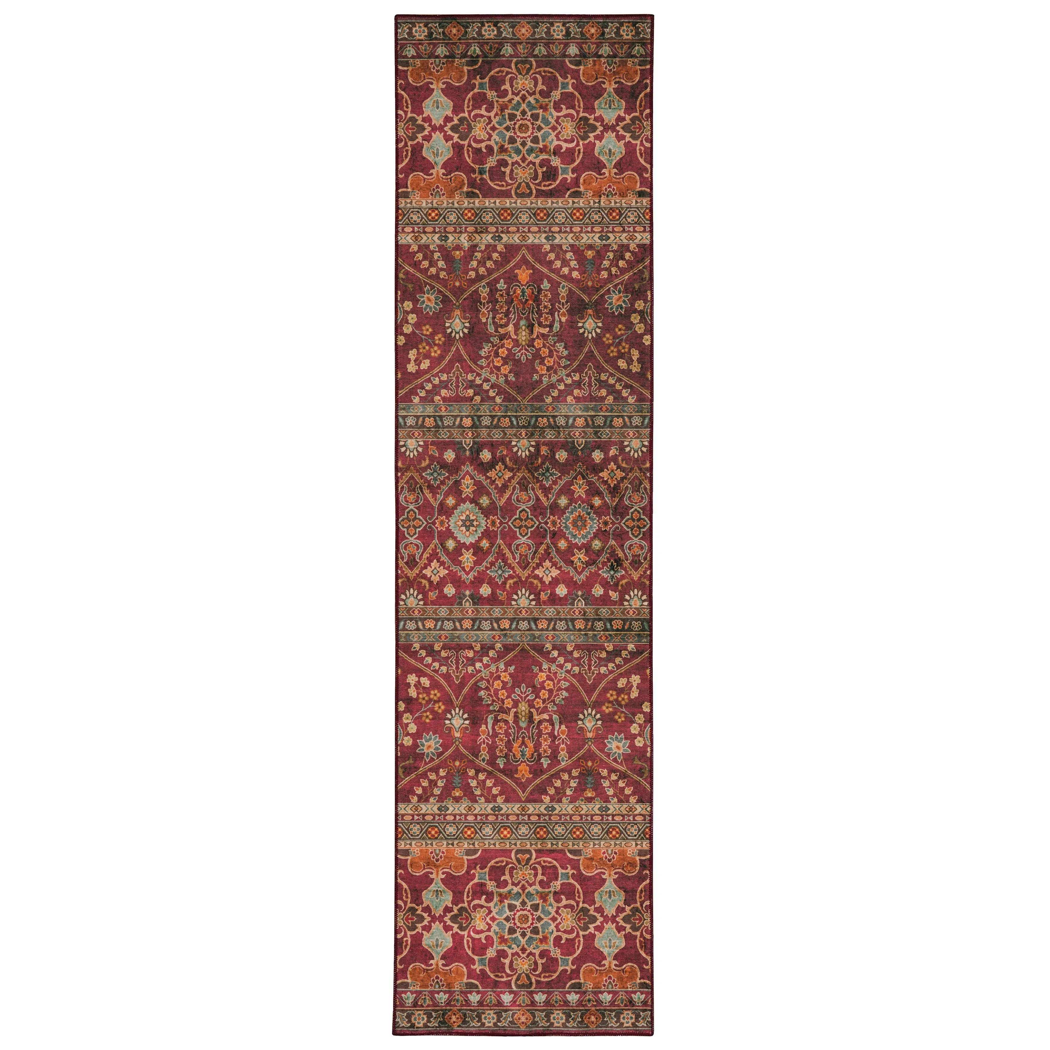 Neil Machine Washable Garnet and Ivory Area Rug