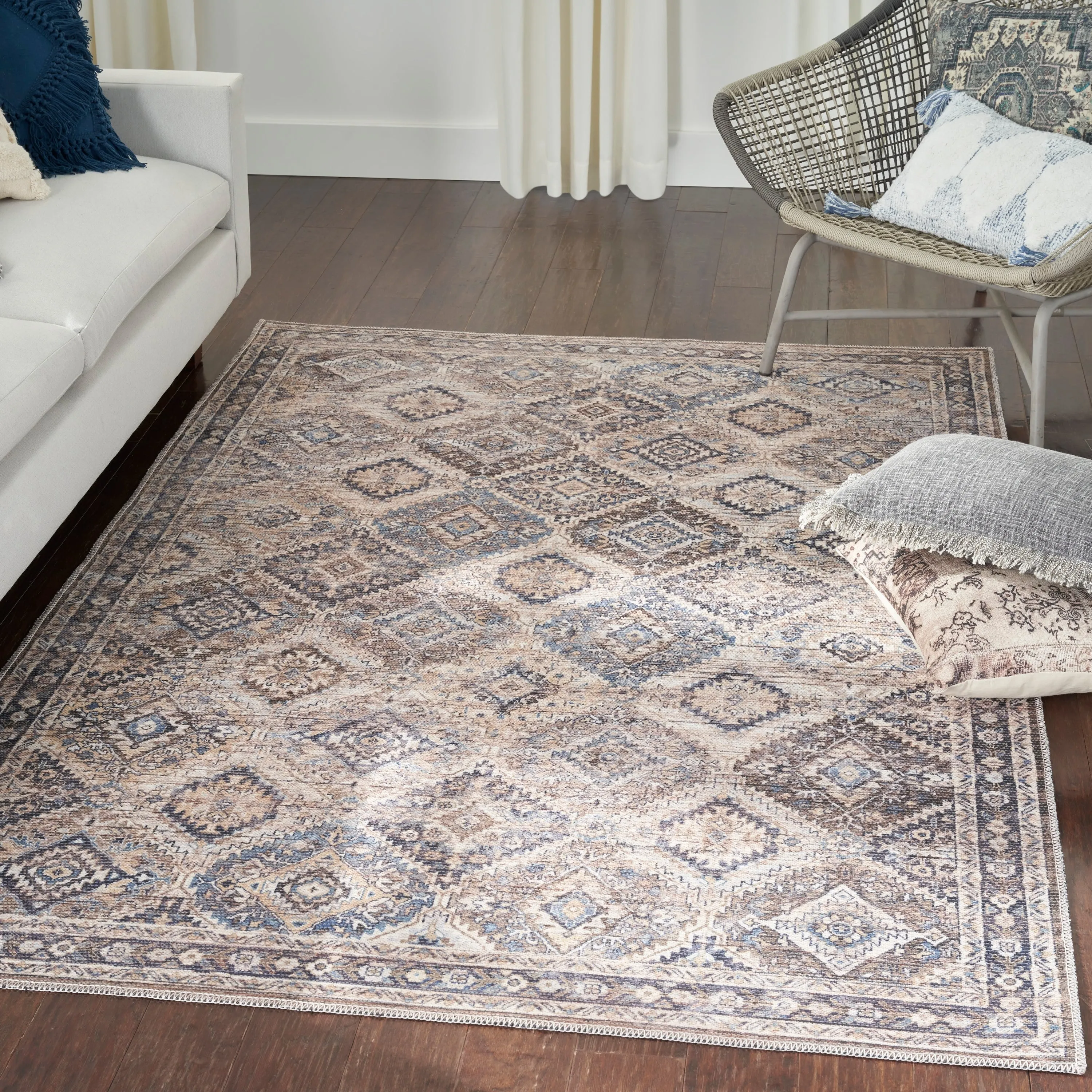 New Concept Washables Machine Washable Flatwoven Boho Medallion Area Rug