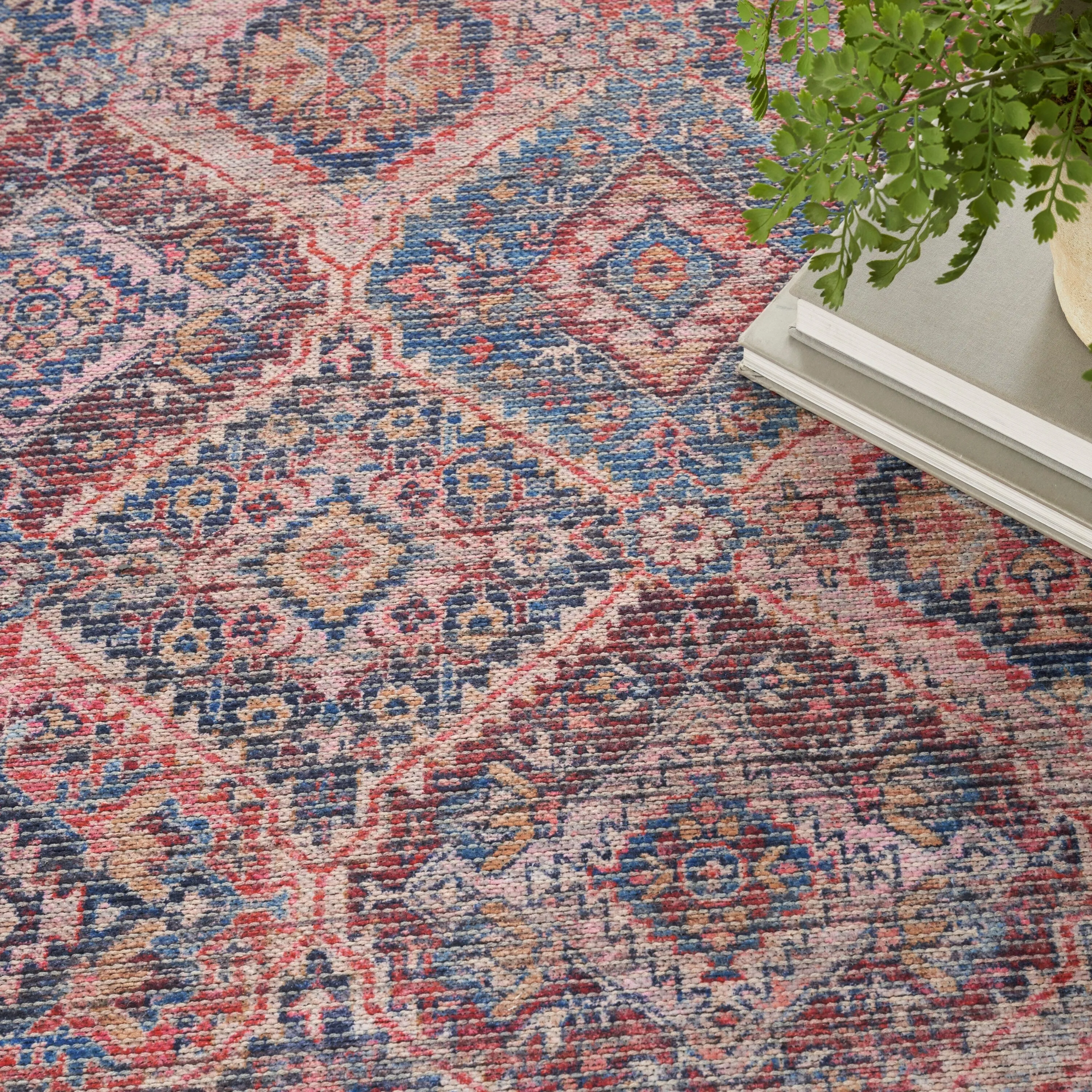 New Concept Washables Machine Washable Flatwoven Boho Medallion Area Rug