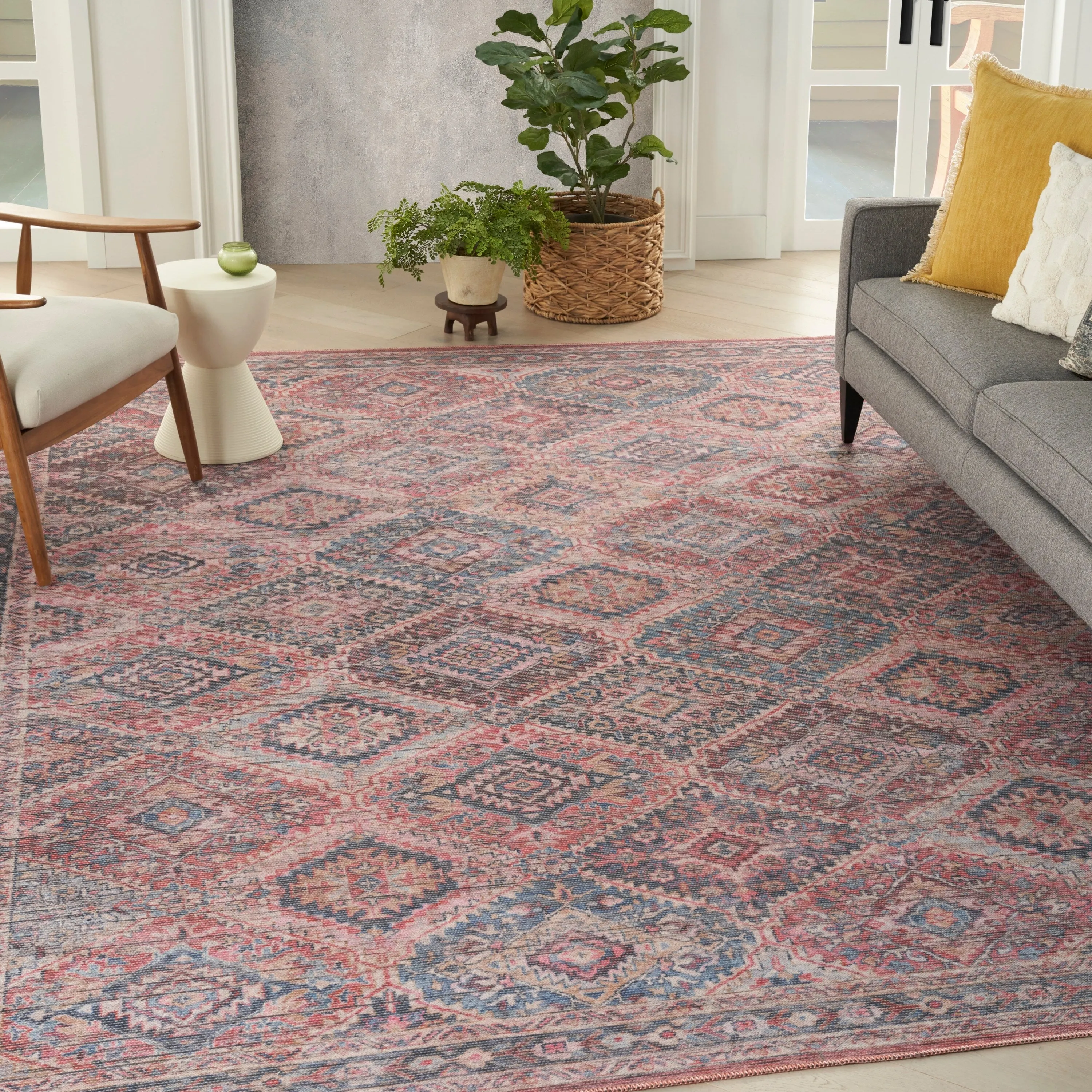 New Concept Washables Machine Washable Flatwoven Boho Medallion Area Rug