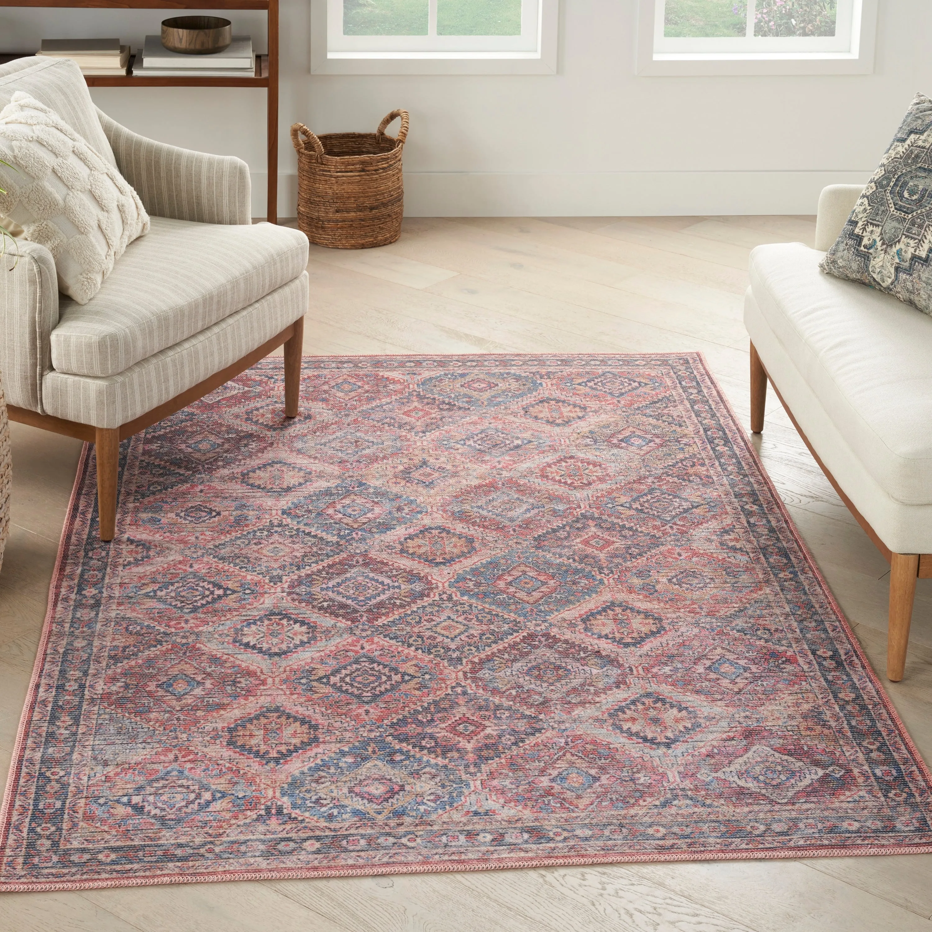 New Concept Washables Machine Washable Flatwoven Boho Medallion Area Rug