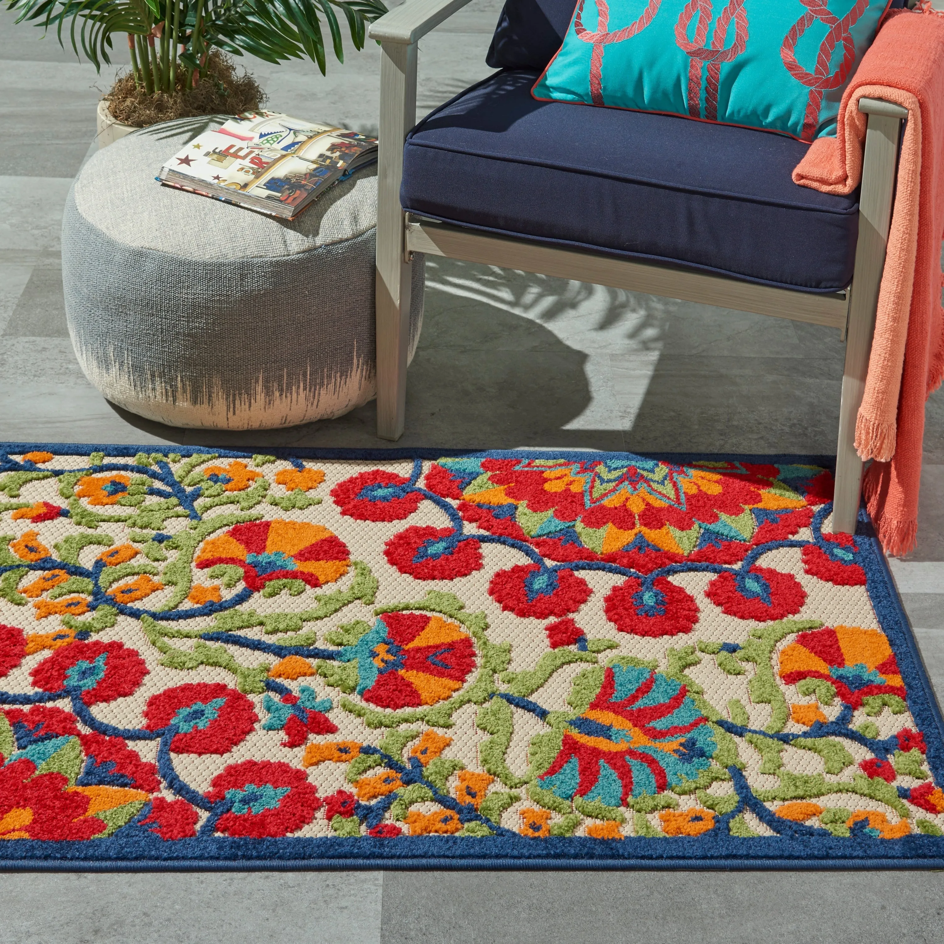Nourison Aloha Modern Multicolor Floral Botanical Area Rug