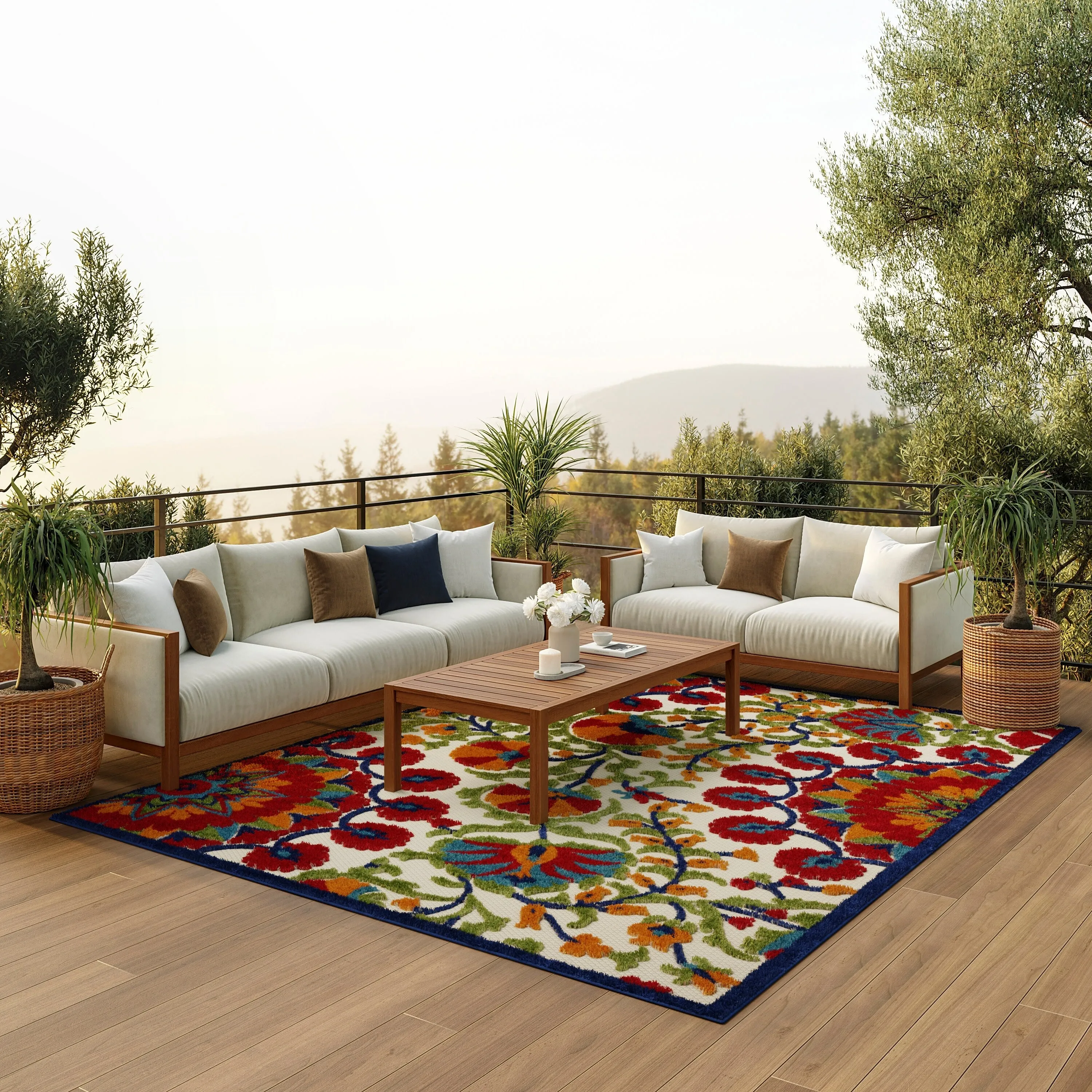 Nourison Aloha Modern Multicolor Floral Botanical Area Rug