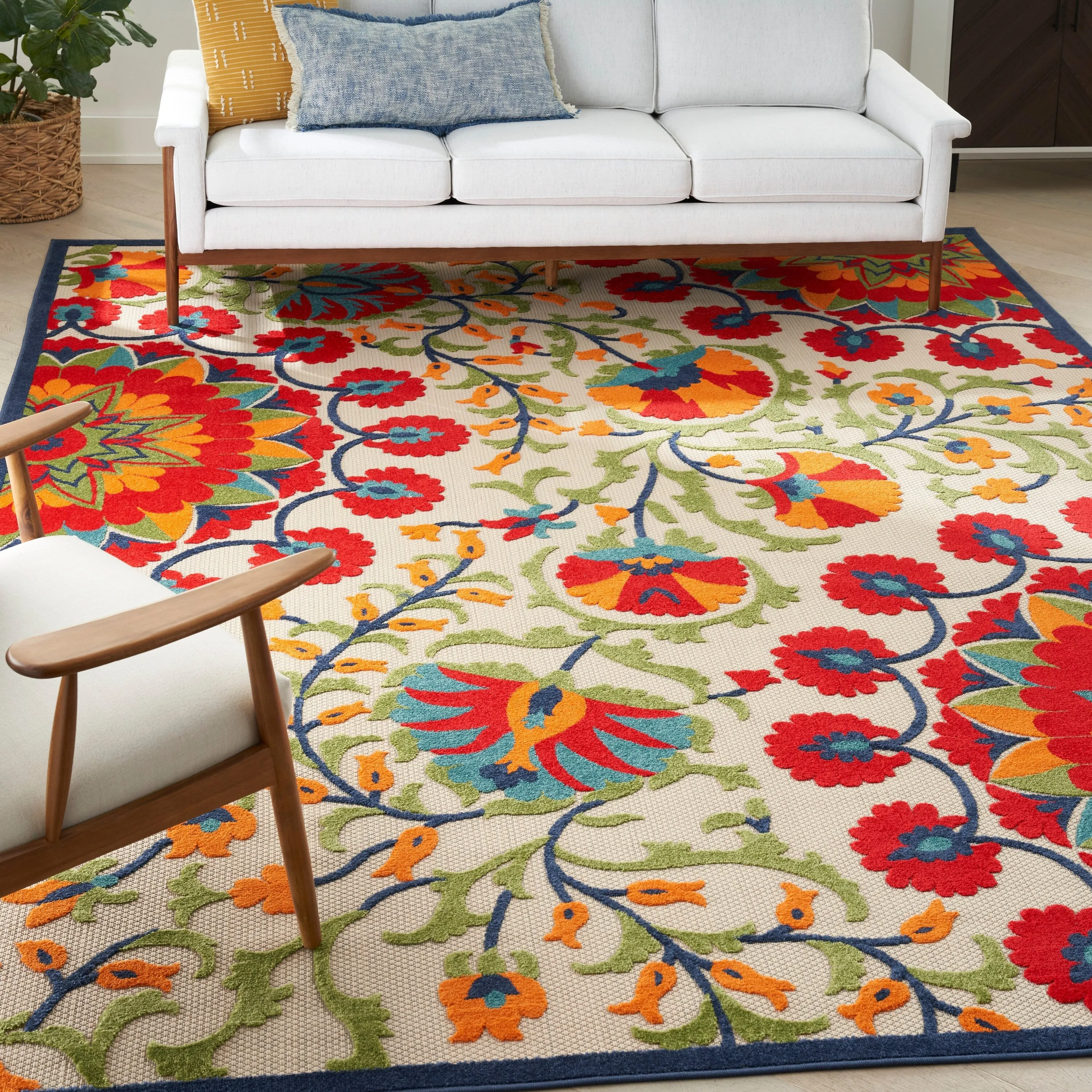 Nourison Aloha Modern Multicolor Floral Botanical Area Rug