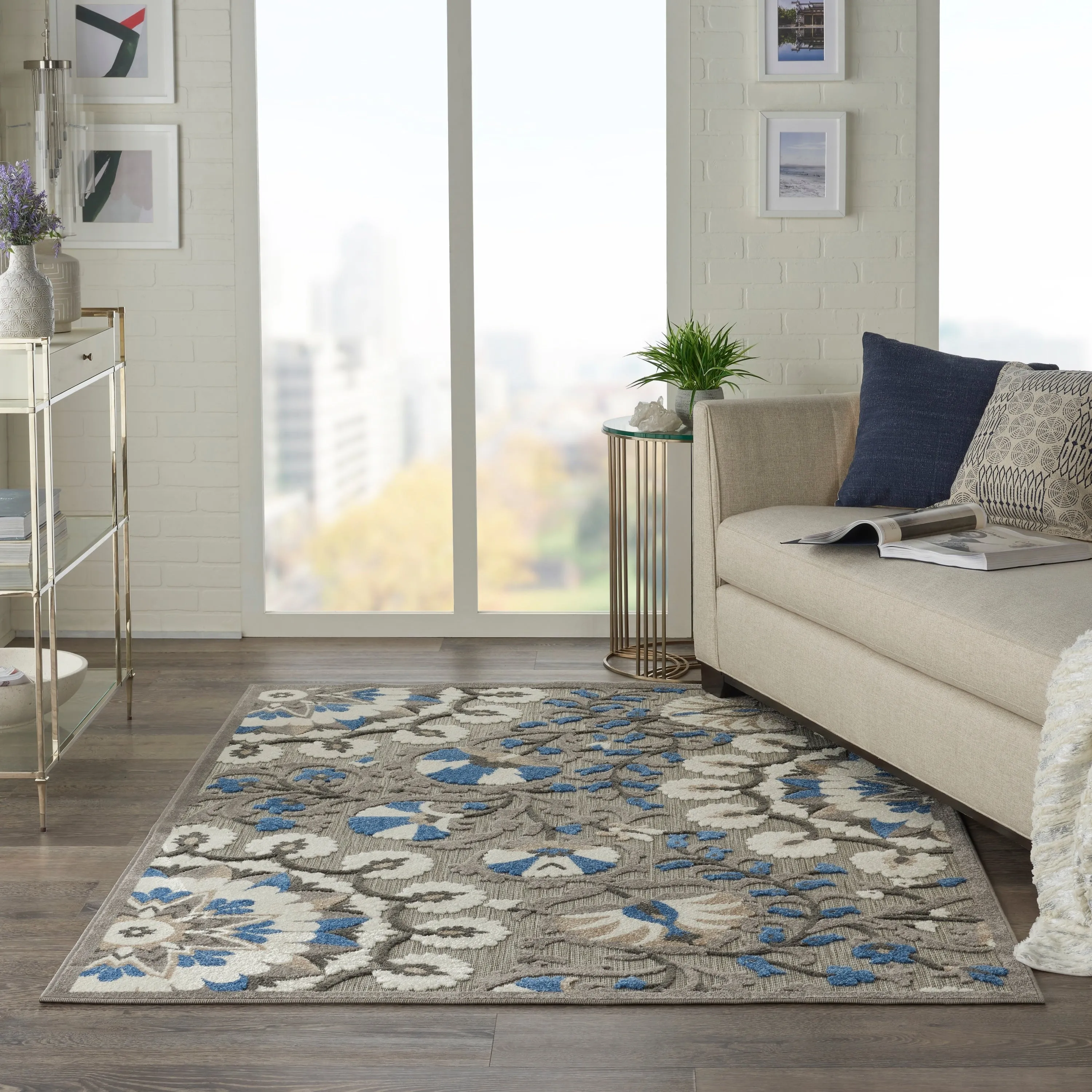 Nourison Aloha Modern Multicolor Floral Botanical Area Rug