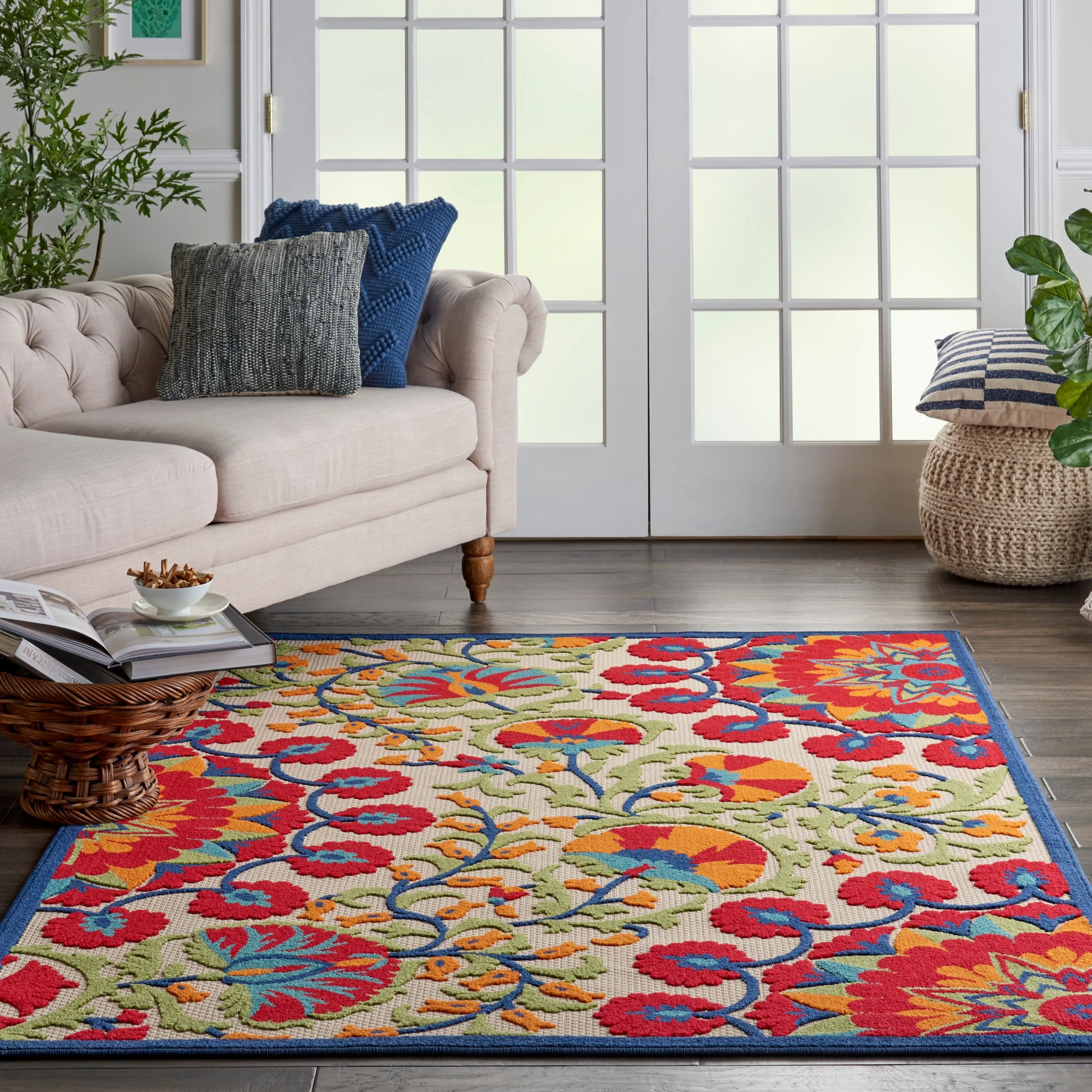 Nourison Aloha Modern Multicolor Floral Botanical Area Rug