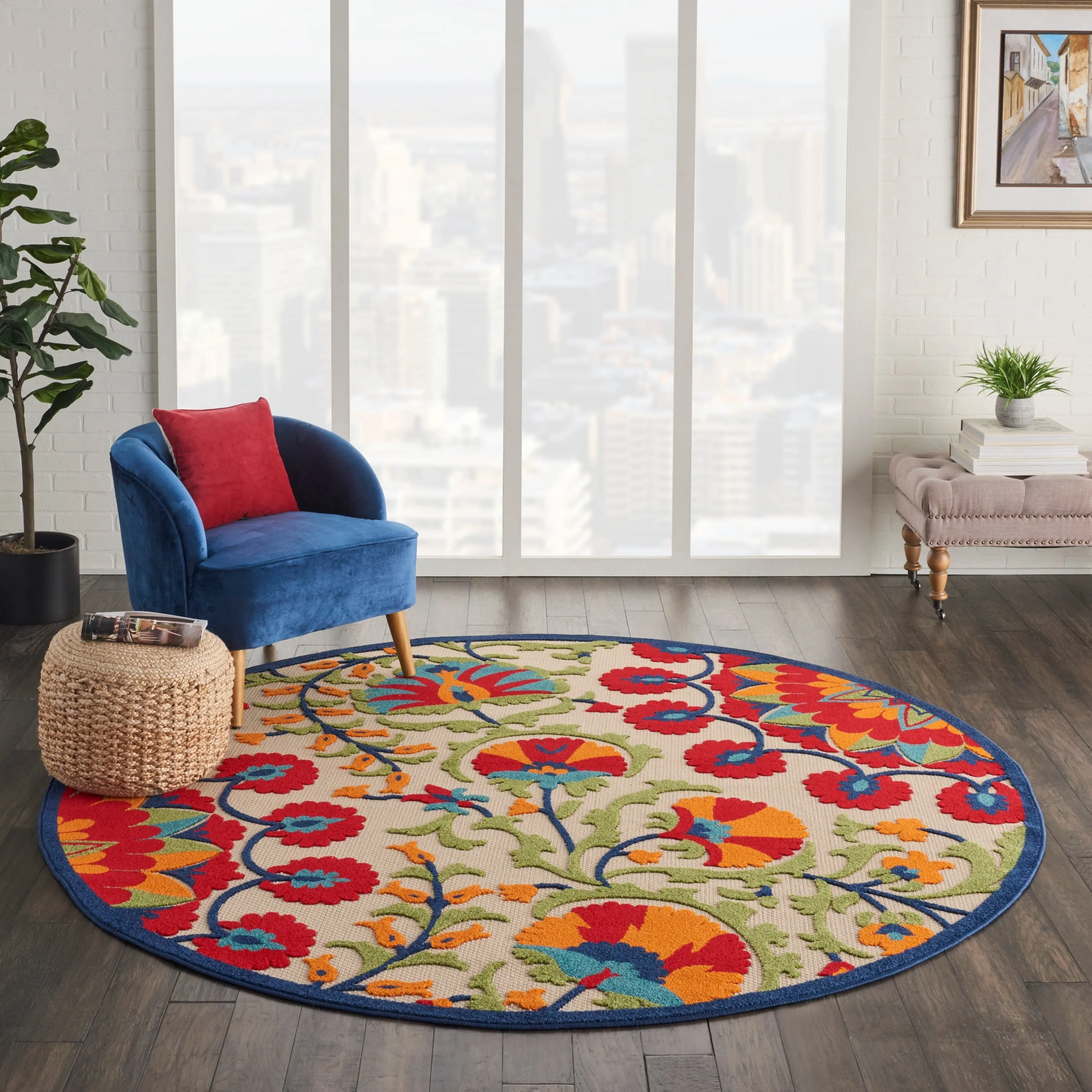 Nourison Aloha Modern Multicolor Floral Botanical Area Rug