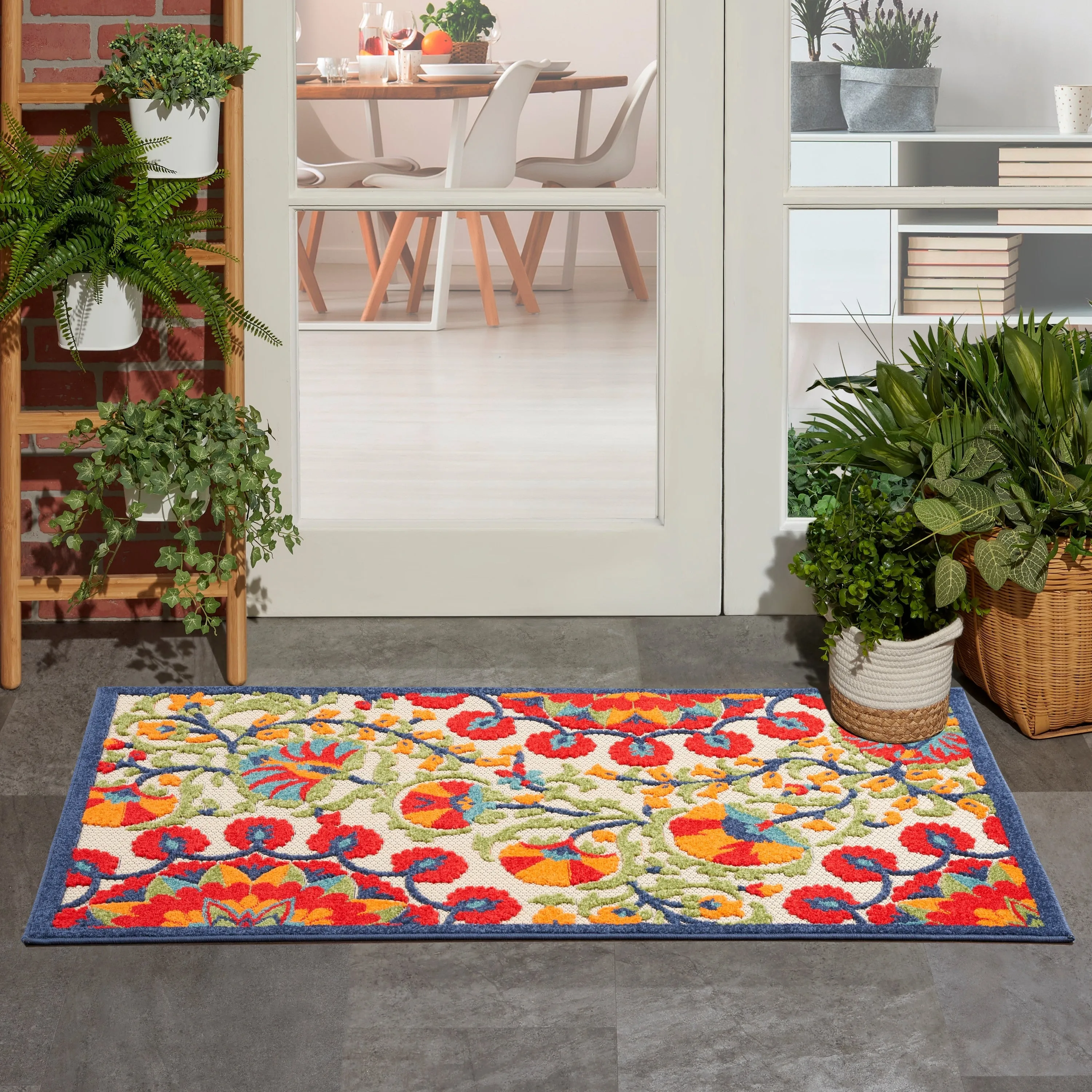 Nourison Aloha Modern Multicolor Floral Botanical Area Rug
