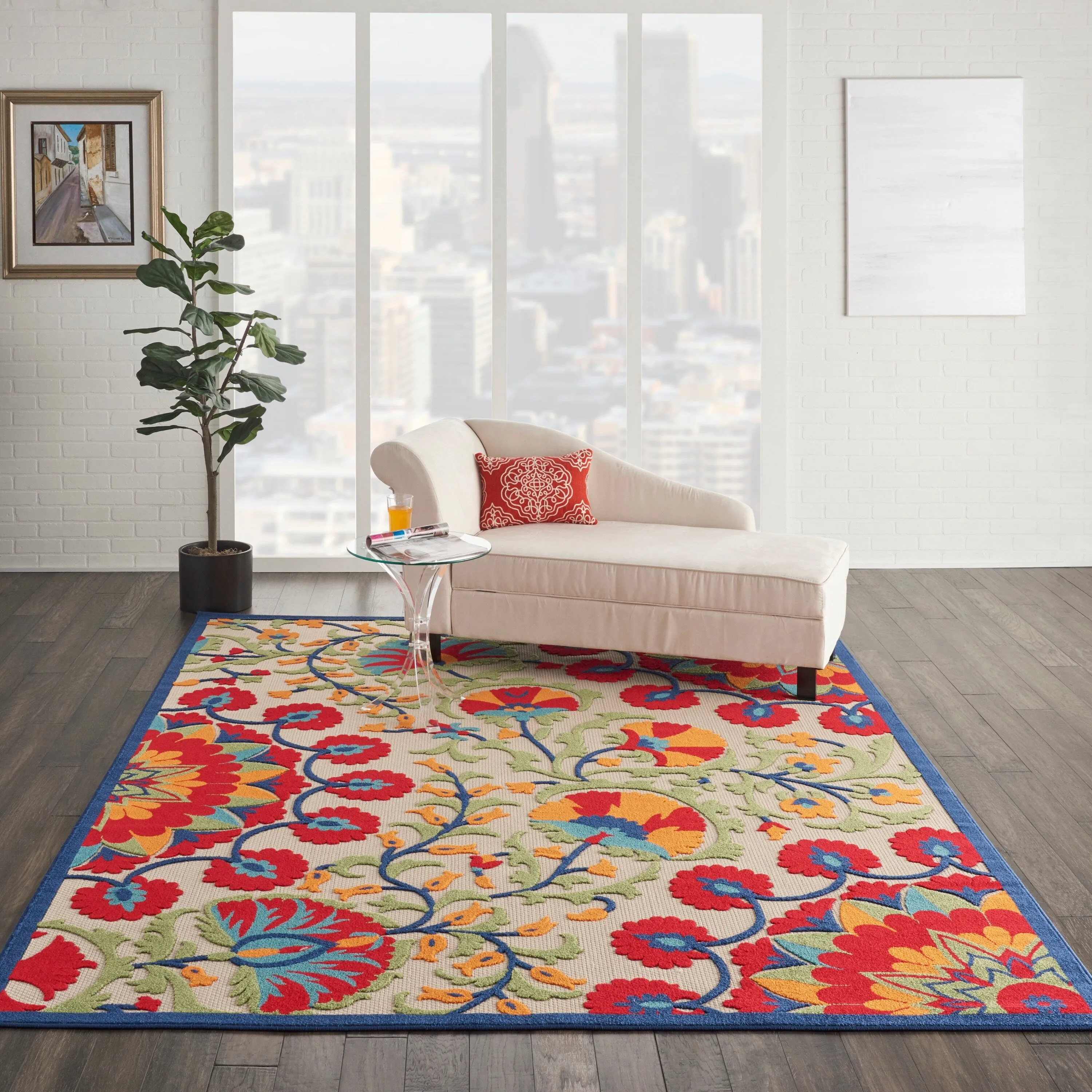 Nourison Aloha Modern Multicolor Floral Botanical Area Rug