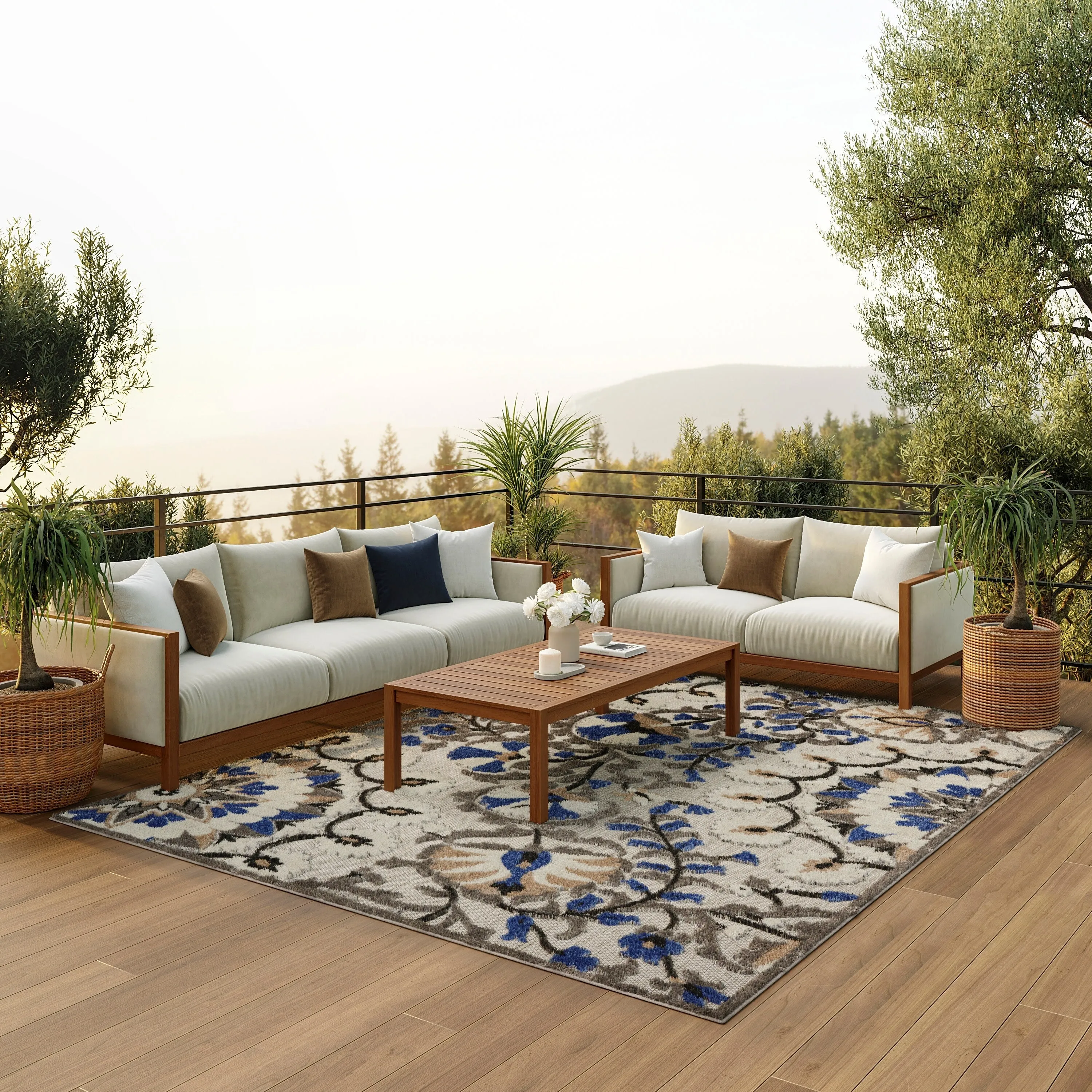 Nourison Aloha Modern Multicolor Floral Botanical Area Rug