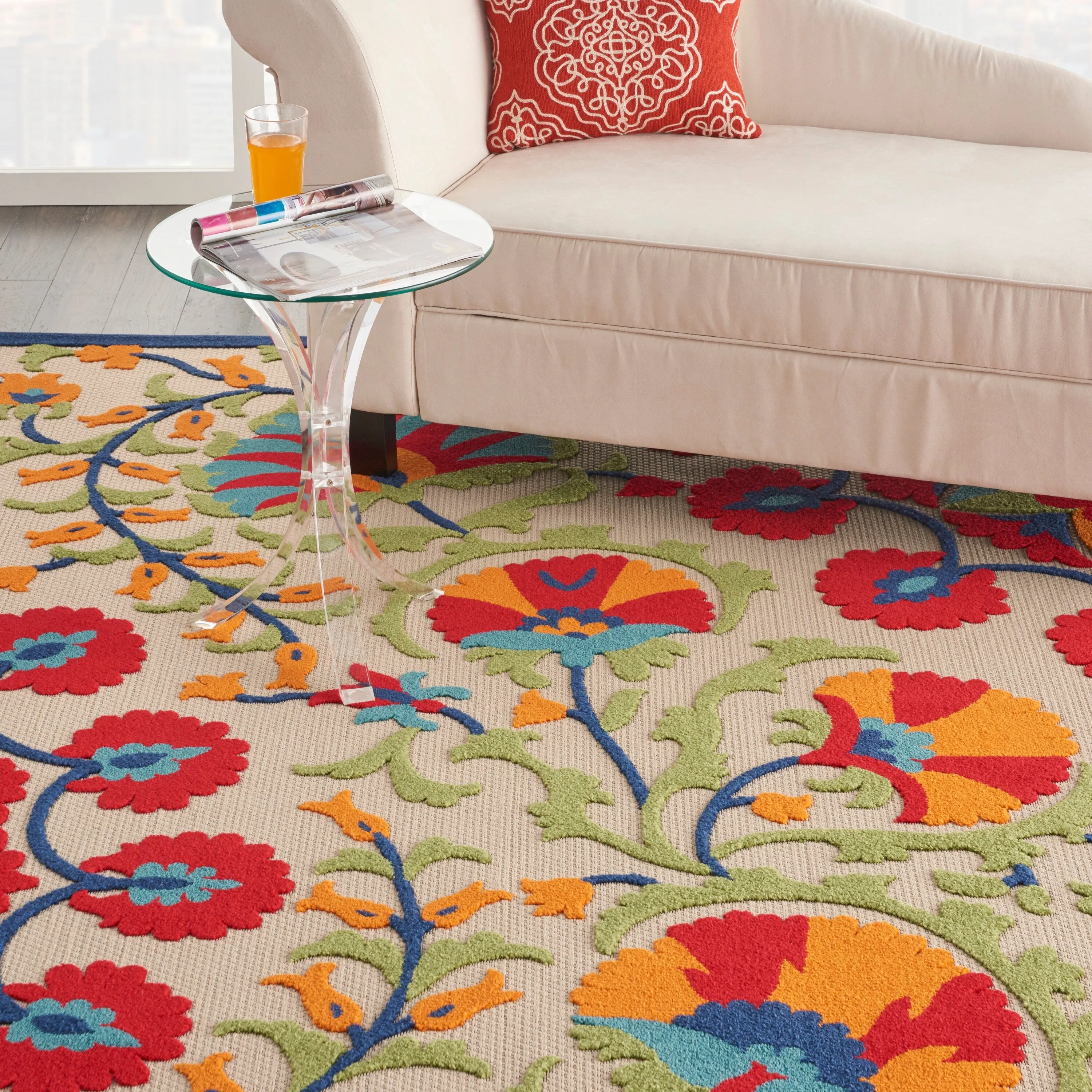 Nourison Aloha Modern Multicolor Floral Botanical Area Rug