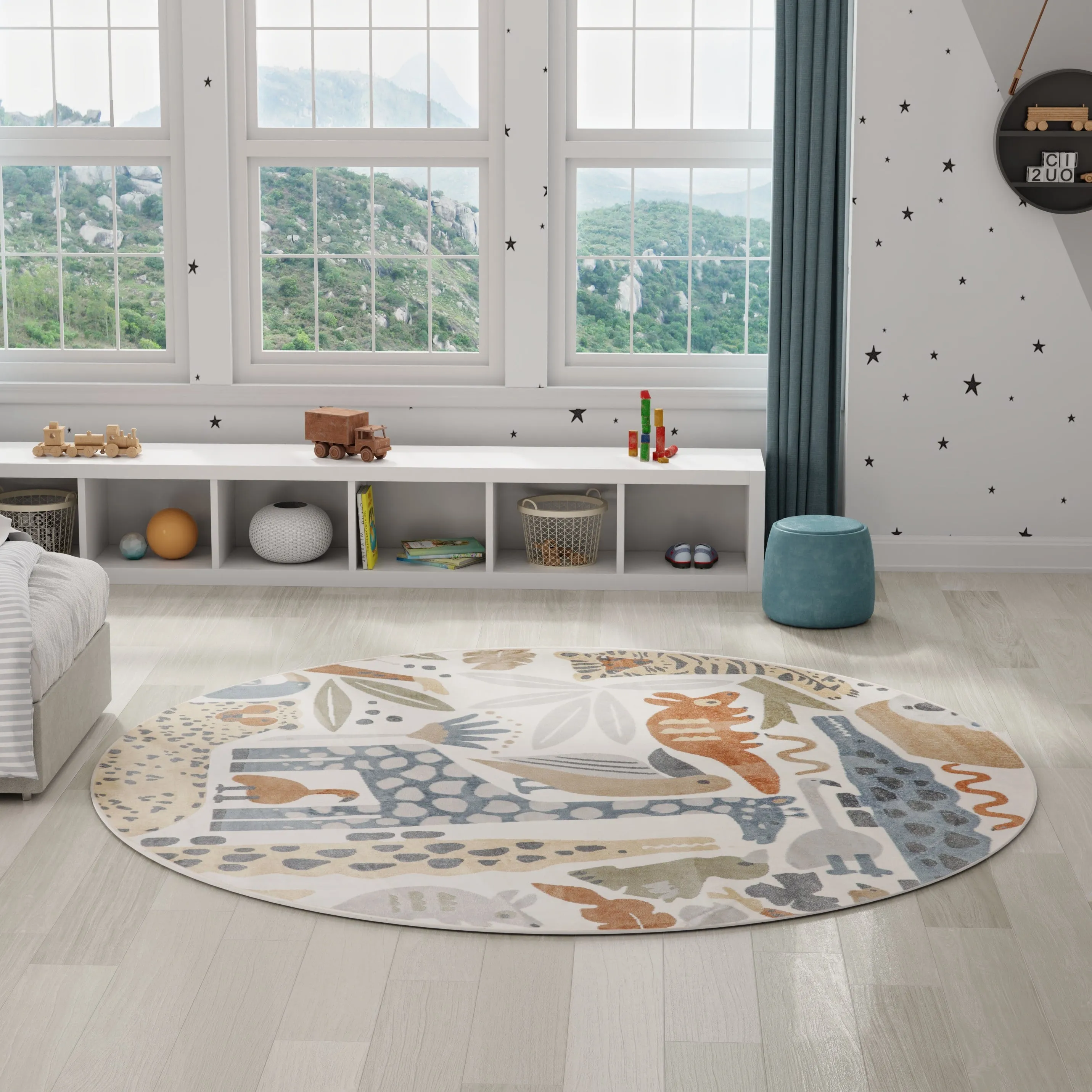 Nourison Astra Machine Washable Animal Print Area Rug