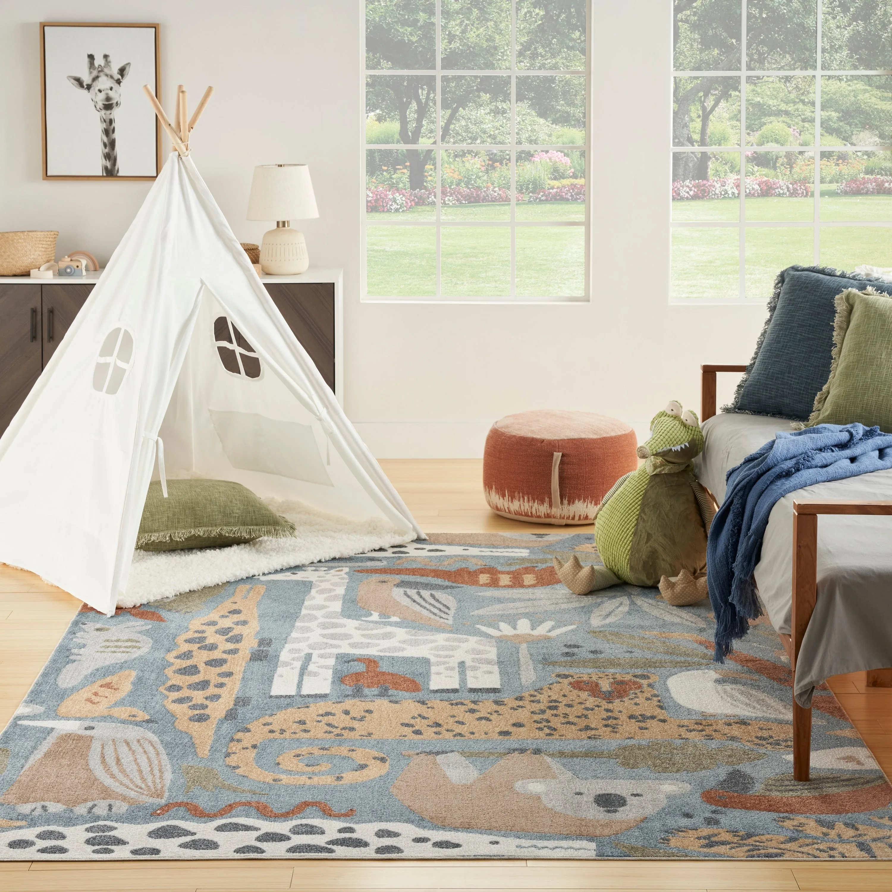 Nourison Astra Machine Washable Animal Print Area Rug