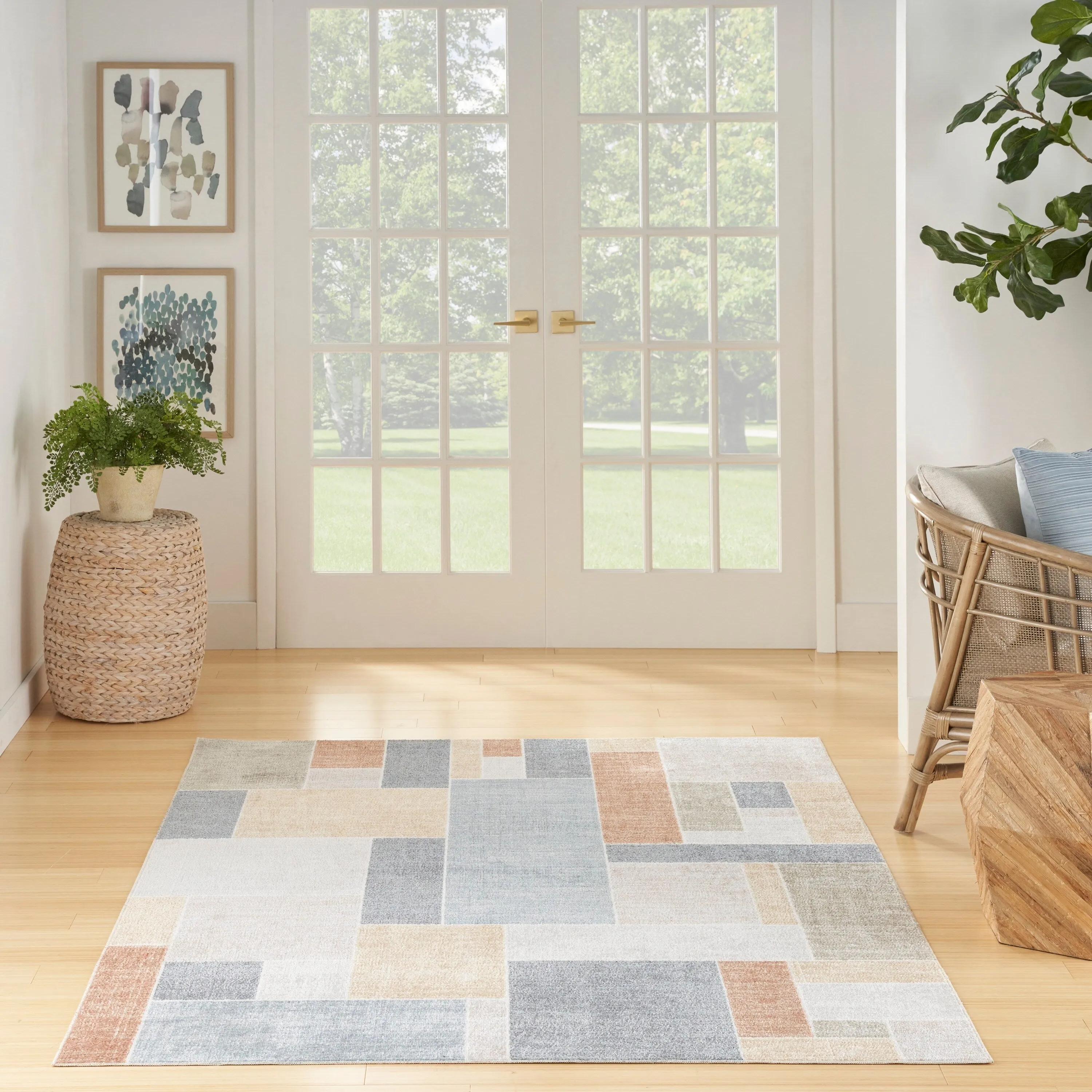 Nourison Astra Machine Washable Paneled Area Rug