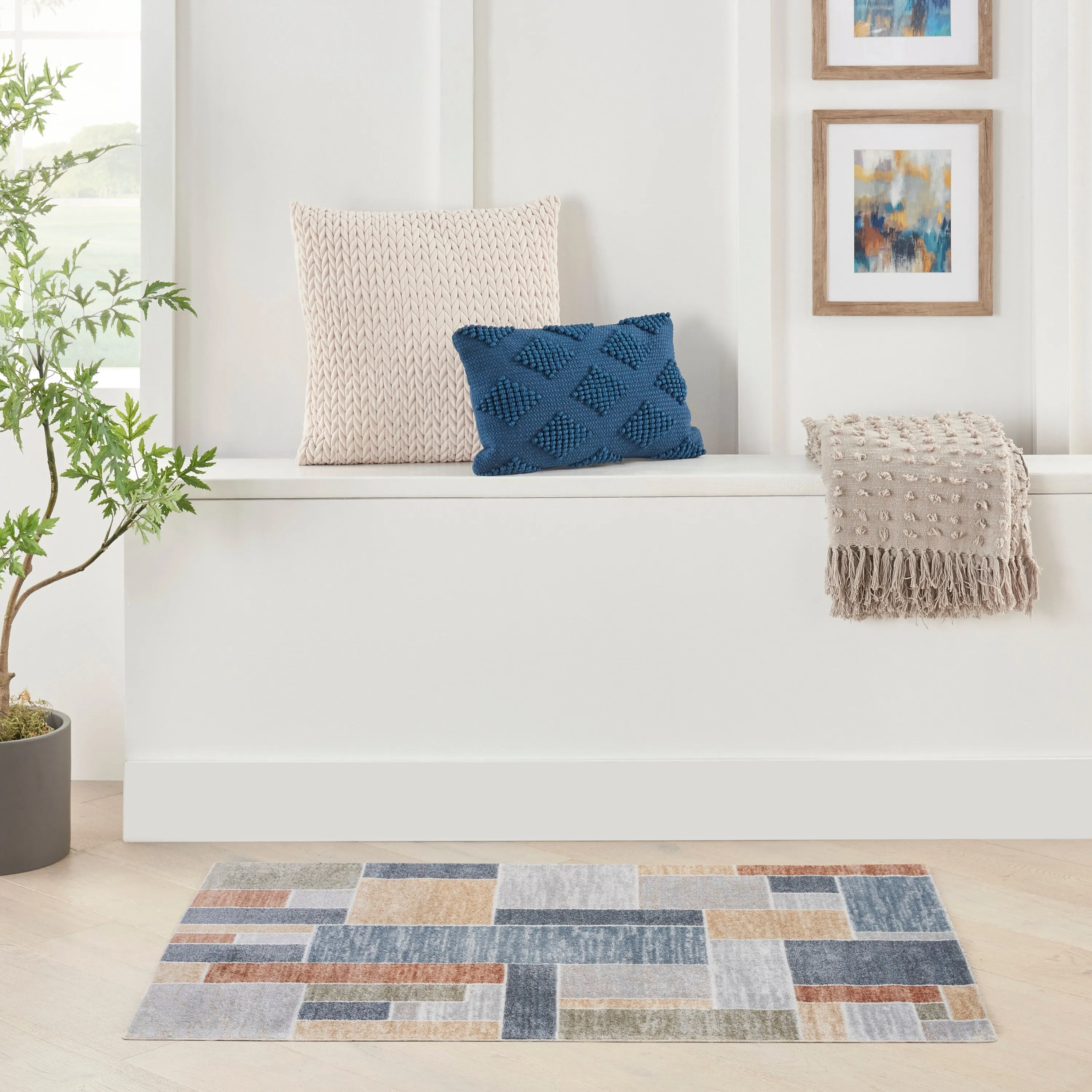 Nourison Astra Machine Washable Paneled Area Rug