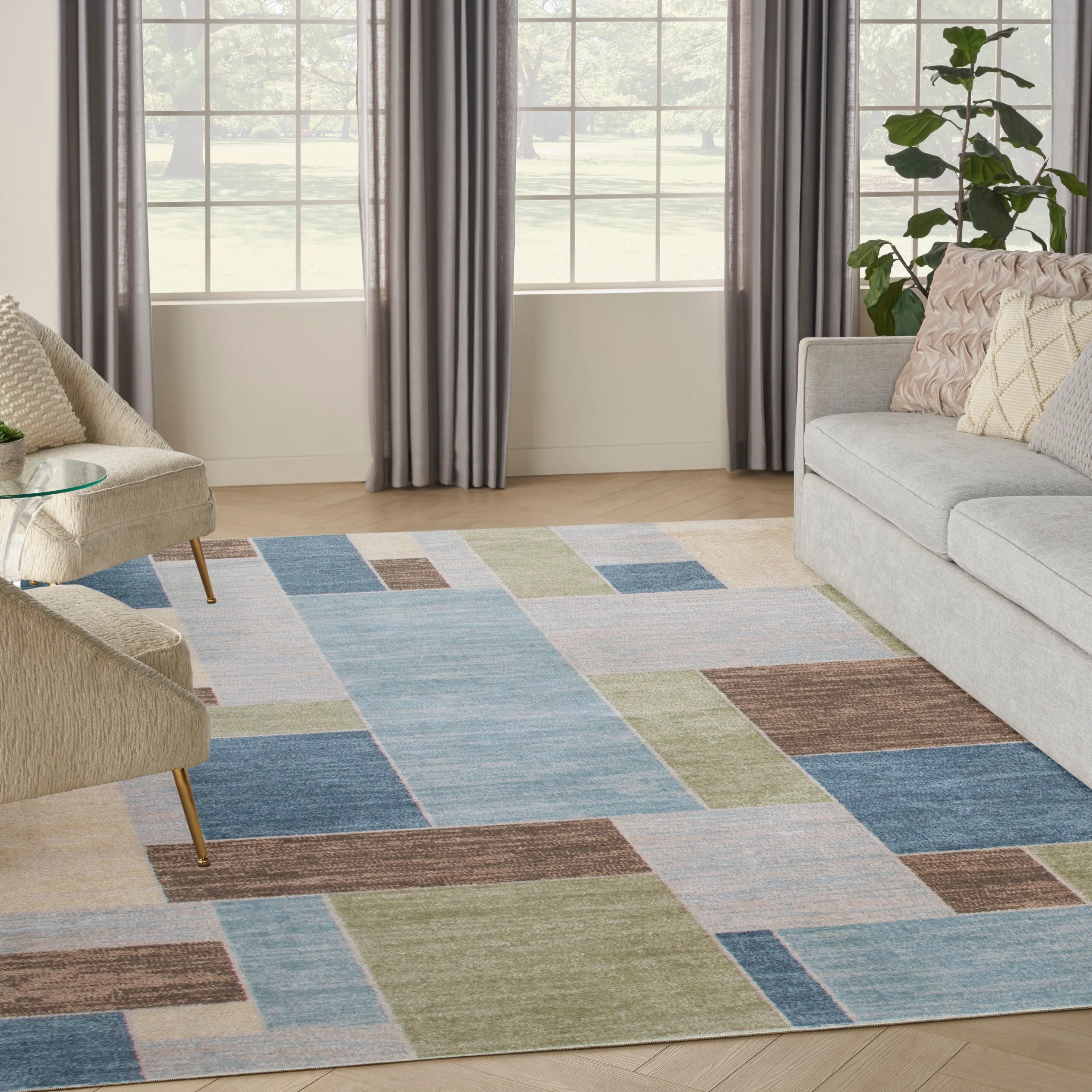 Nourison Astra Machine Washable Paneled Area Rug