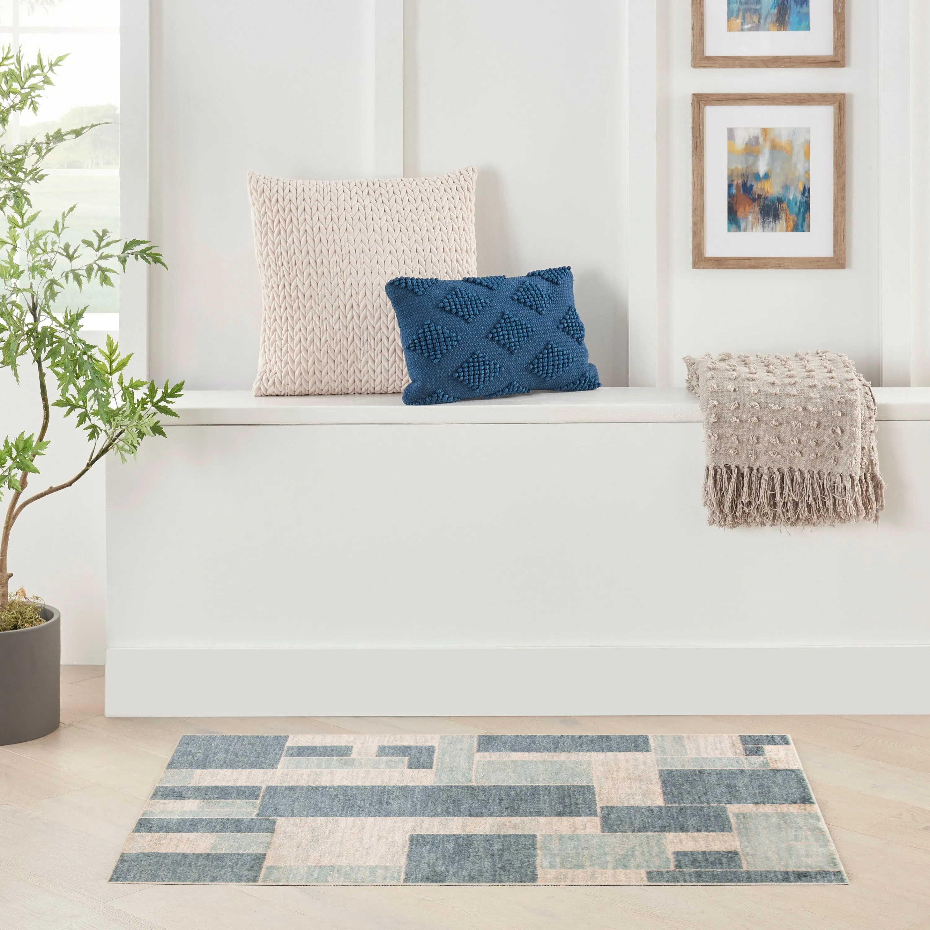 Nourison Astra Machine Washable Paneled Area Rug