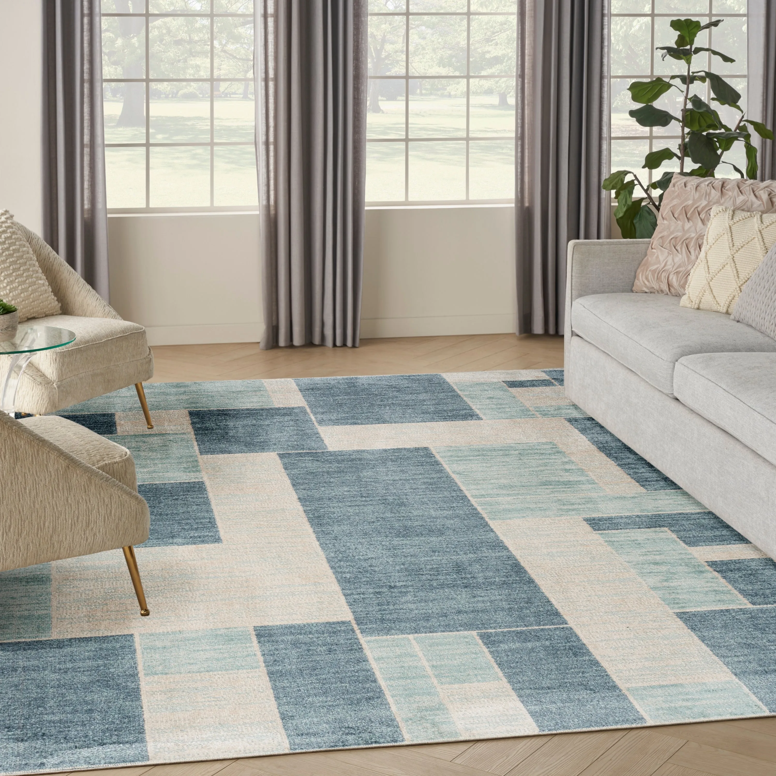 Nourison Astra Machine Washable Paneled Area Rug