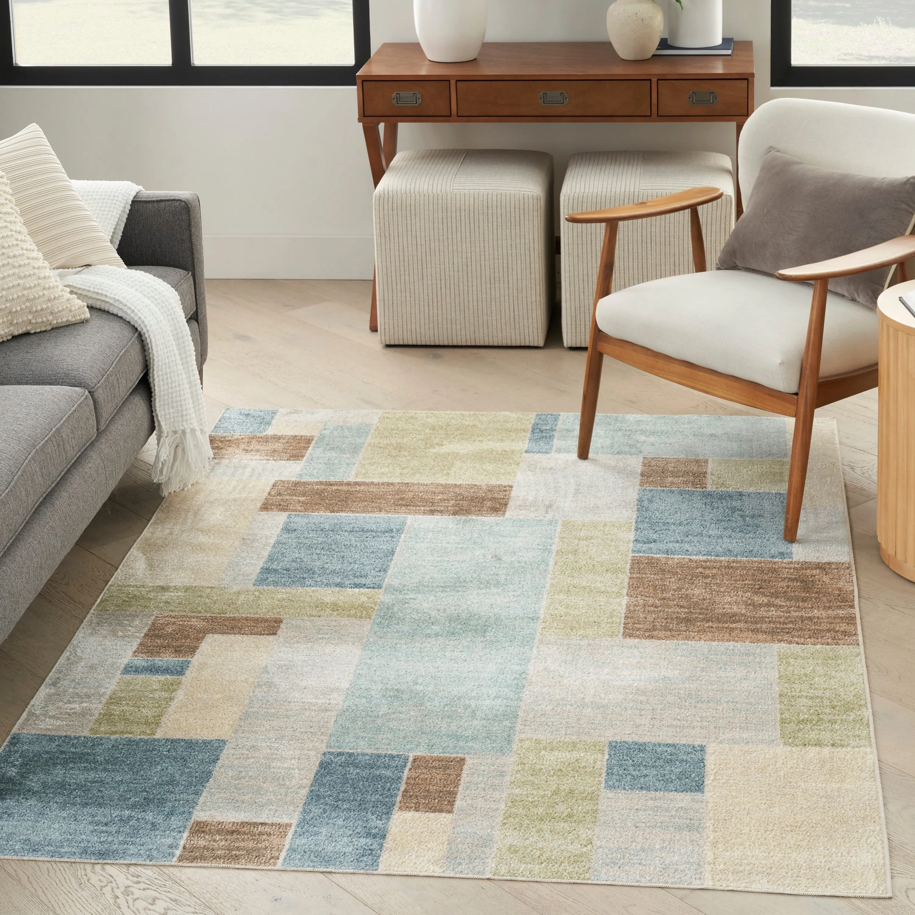 Nourison Astra Machine Washable Paneled Area Rug