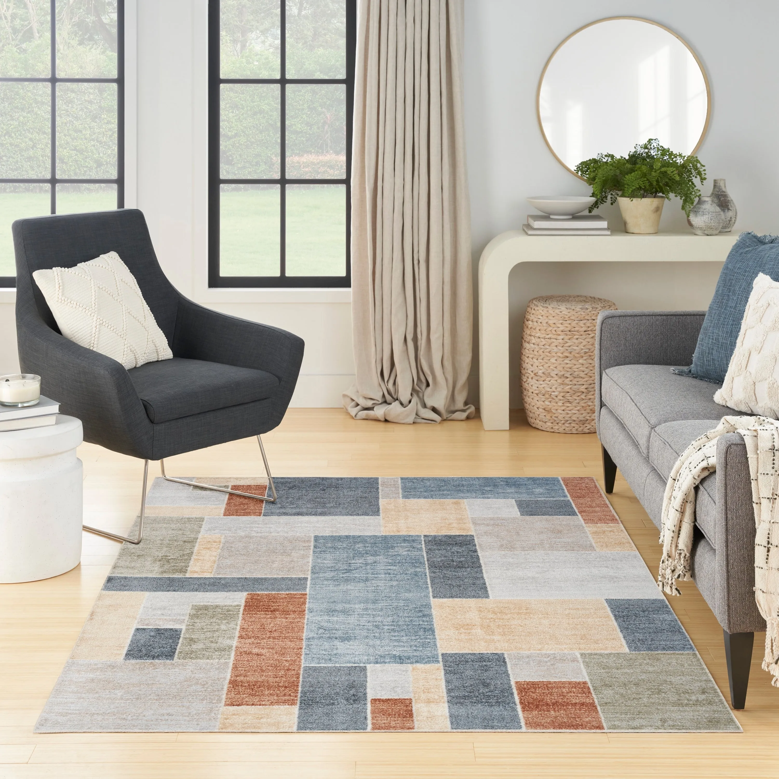 Nourison Astra Machine Washable Paneled Area Rug