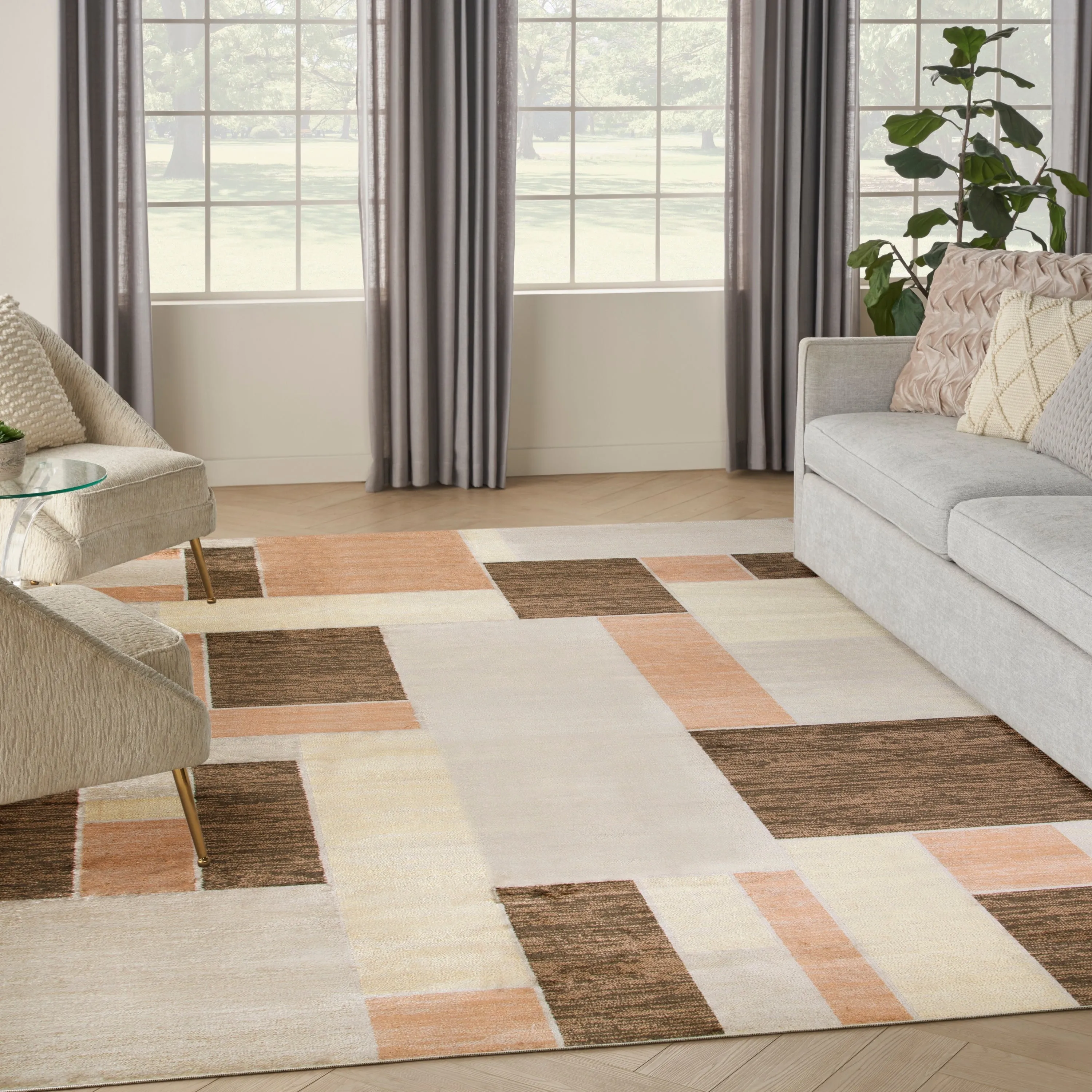 Nourison Astra Machine Washable Paneled Area Rug