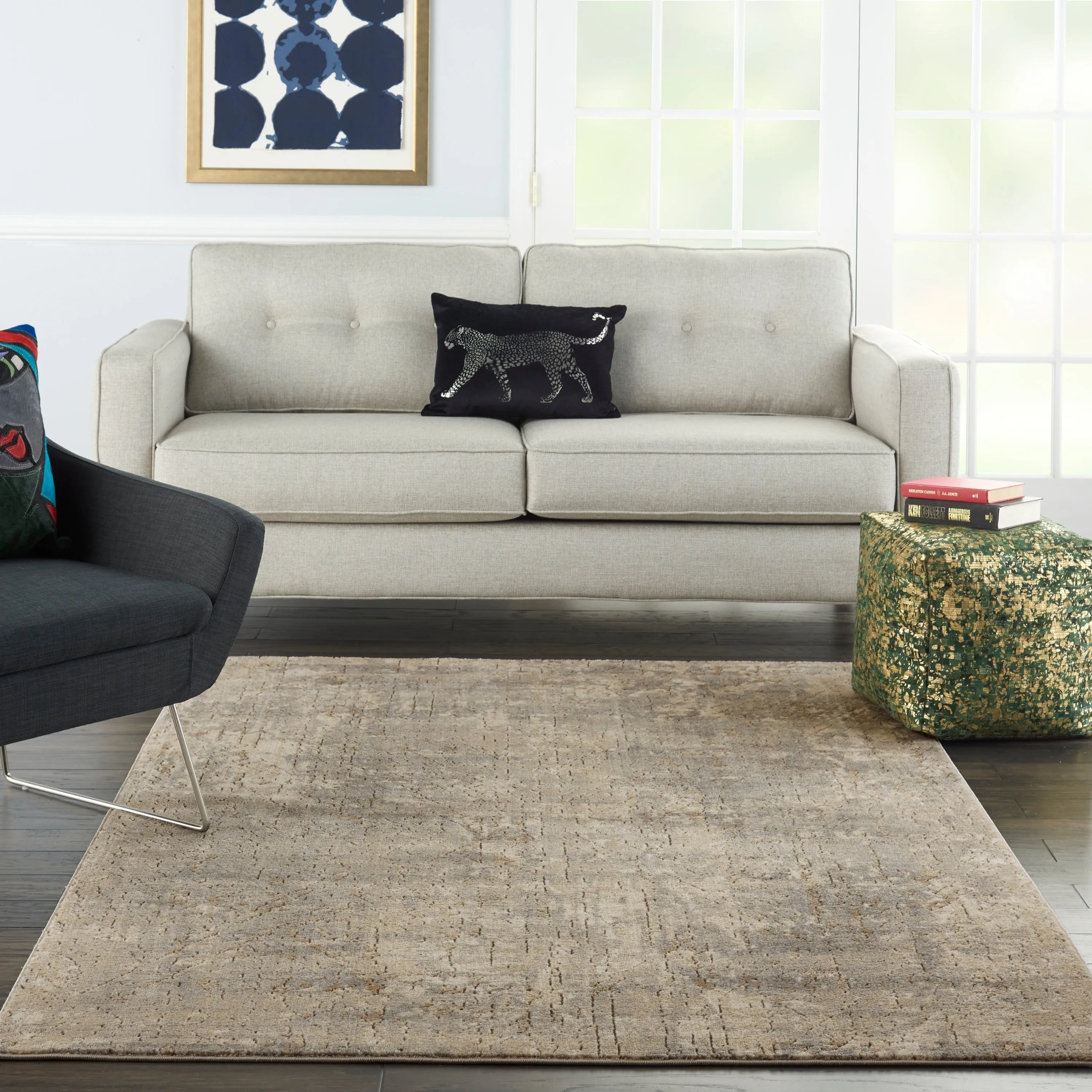 Nourison Concerto Distressed Abstract Beige Grey Area Rug