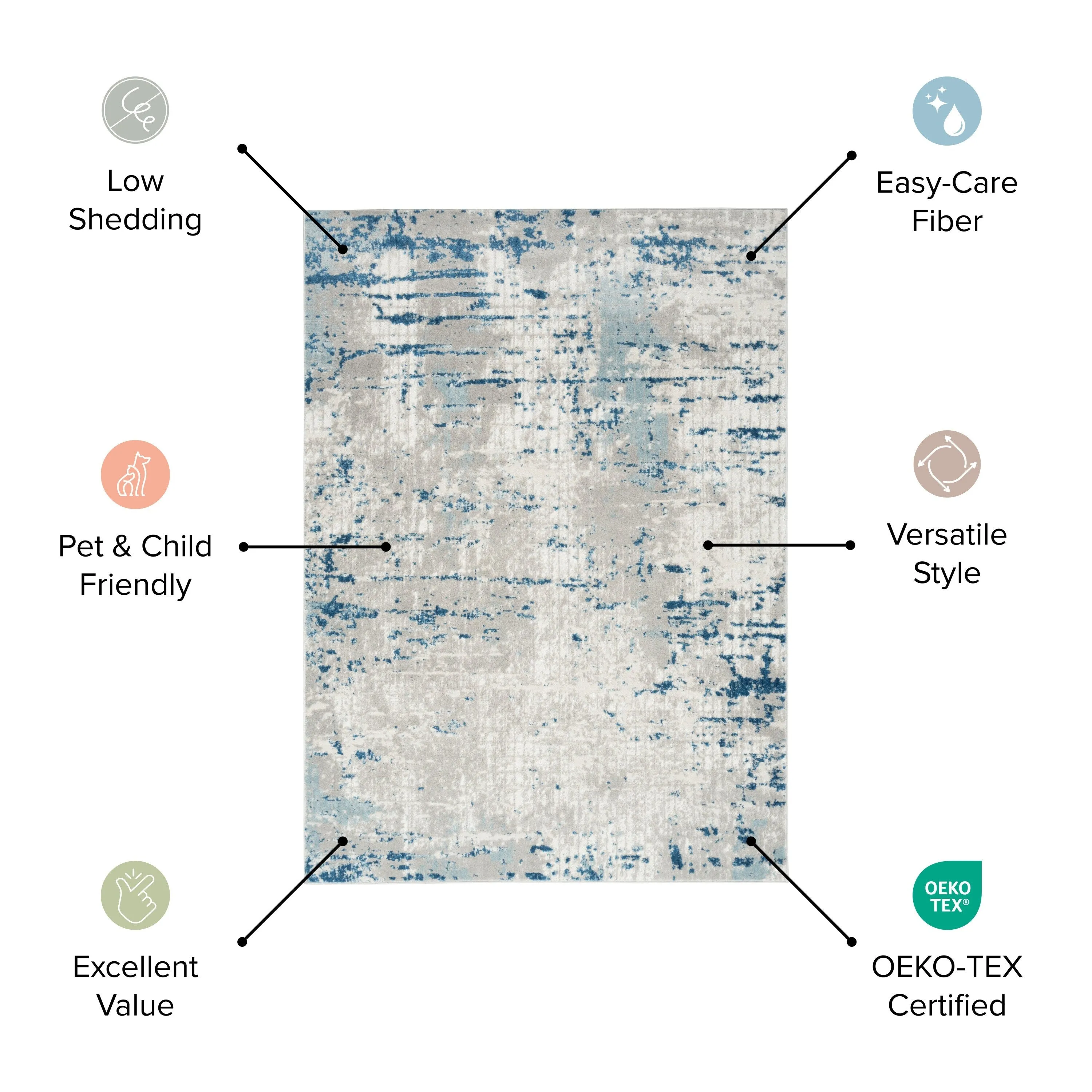 Nourison Concerto Distressed Abstract Beige Grey Area Rug