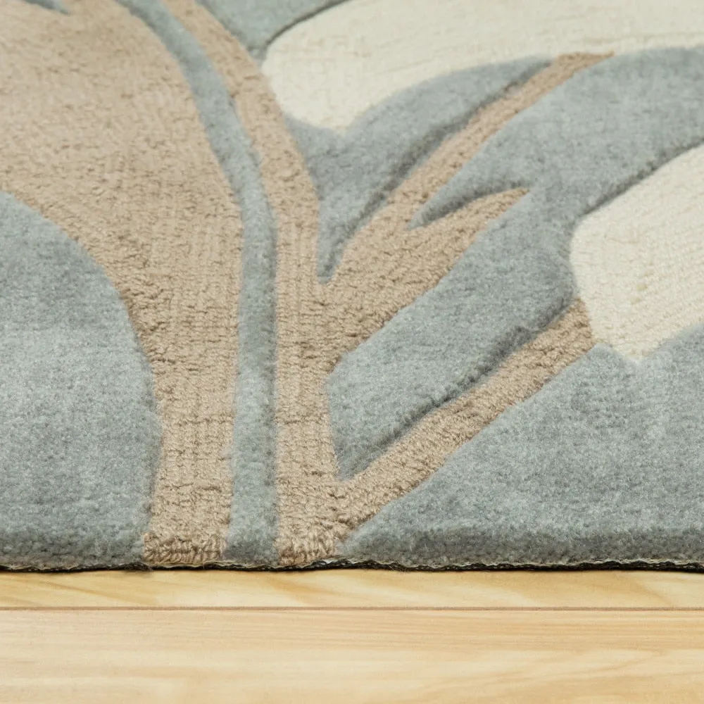 Nourison Contour Luminous Oversized Scrolling Leaves White Grey Hand-tufted Area Rug