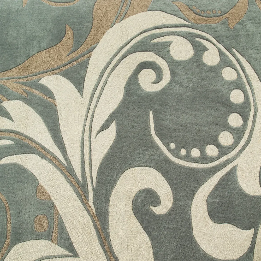 Nourison Contour Luminous Oversized Scrolling Leaves White Grey Hand-tufted Area Rug