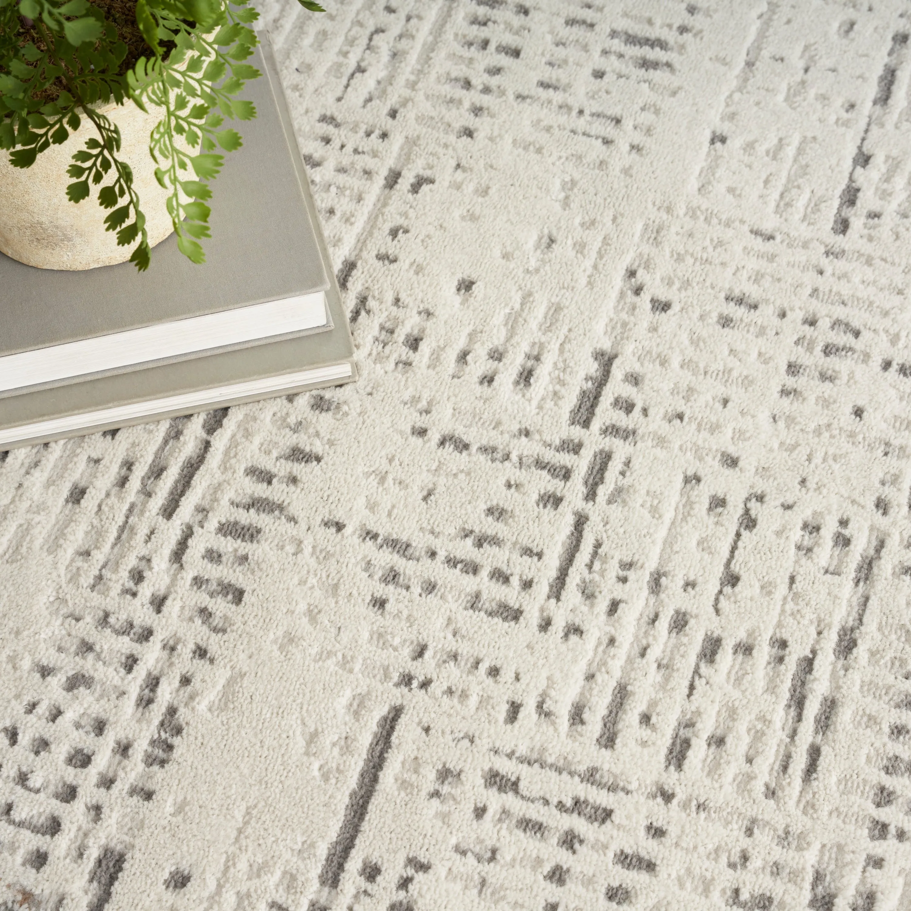 Nourison Elation Abstract Modern Ivory Grey Area Rug