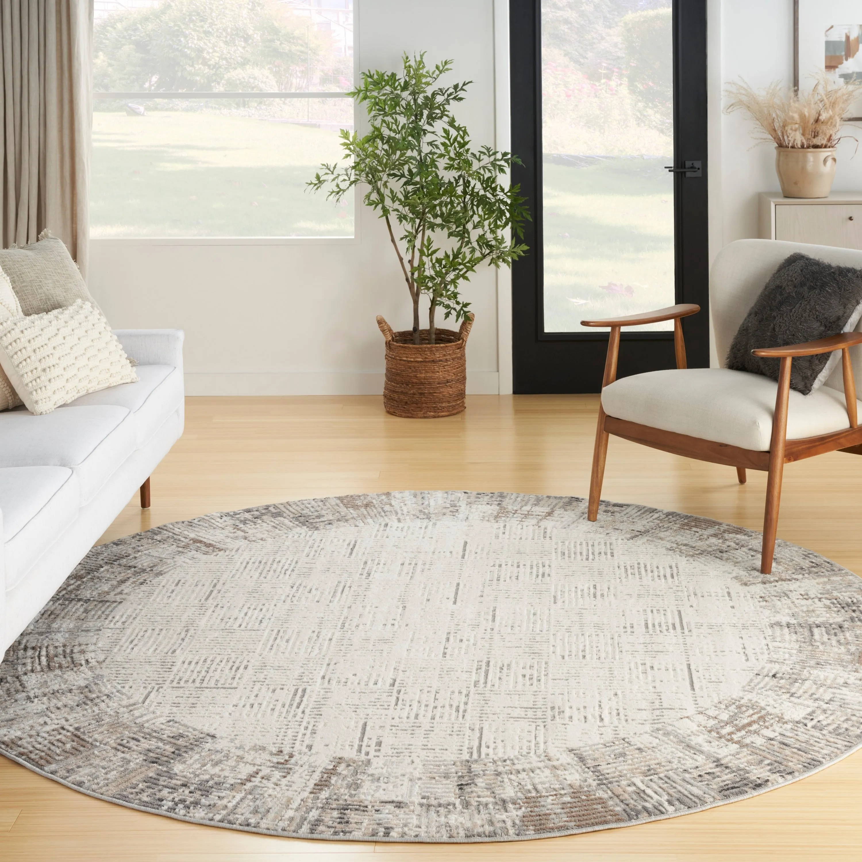 Nourison Elation Abstract Modern Ivory Grey Area Rug