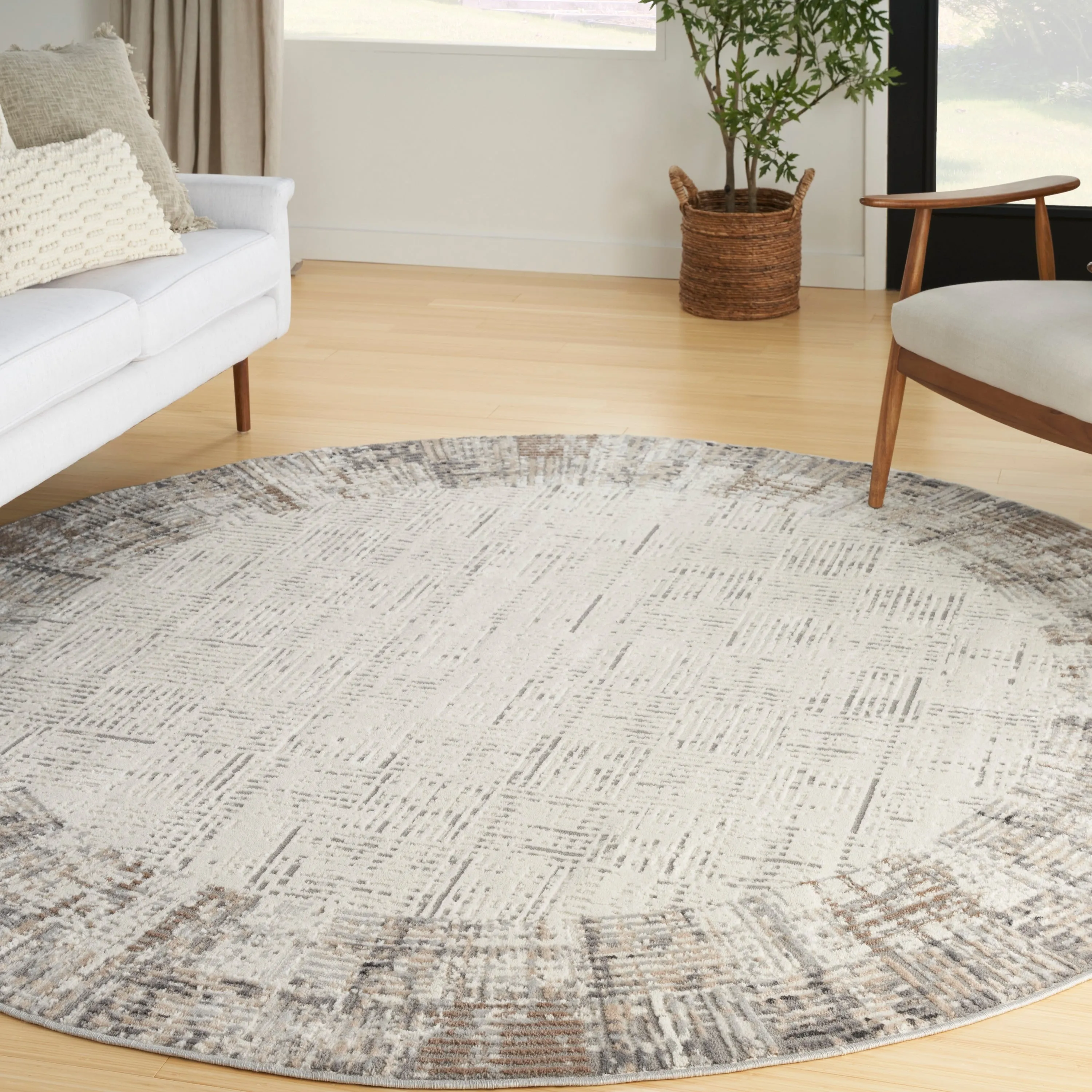 Nourison Elation Abstract Modern Ivory Grey Area Rug