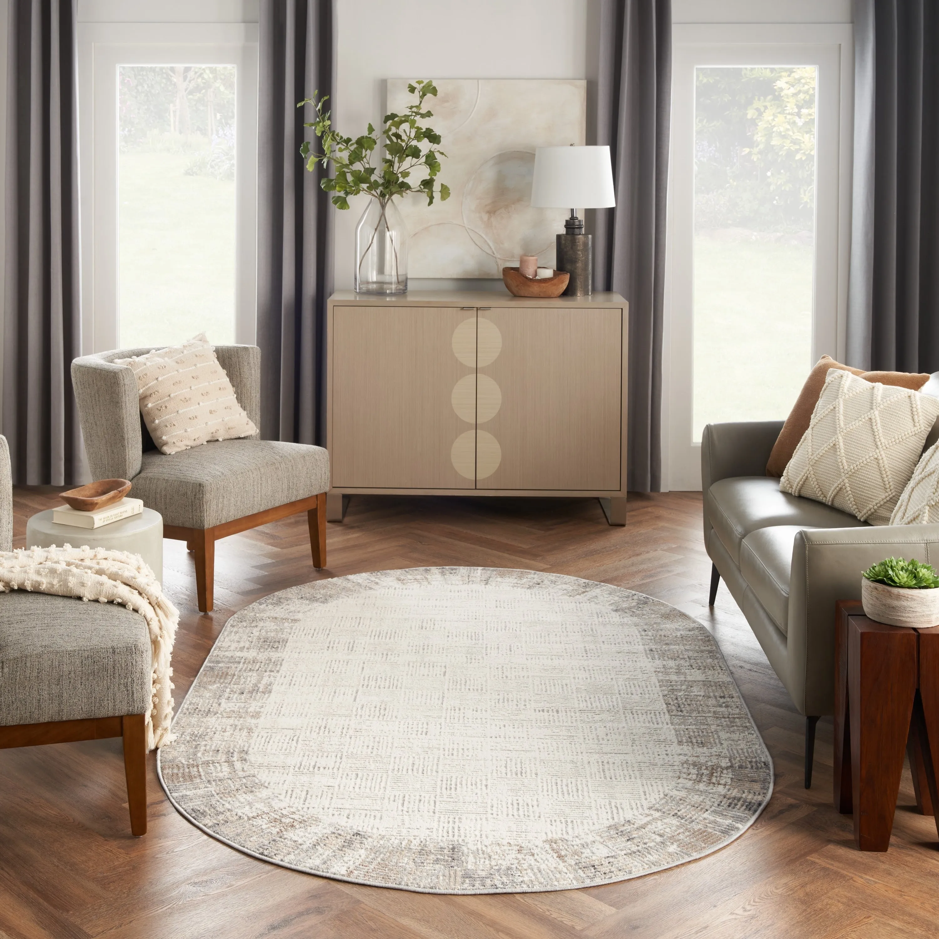 Nourison Elation Abstract Modern Ivory Grey Area Rug