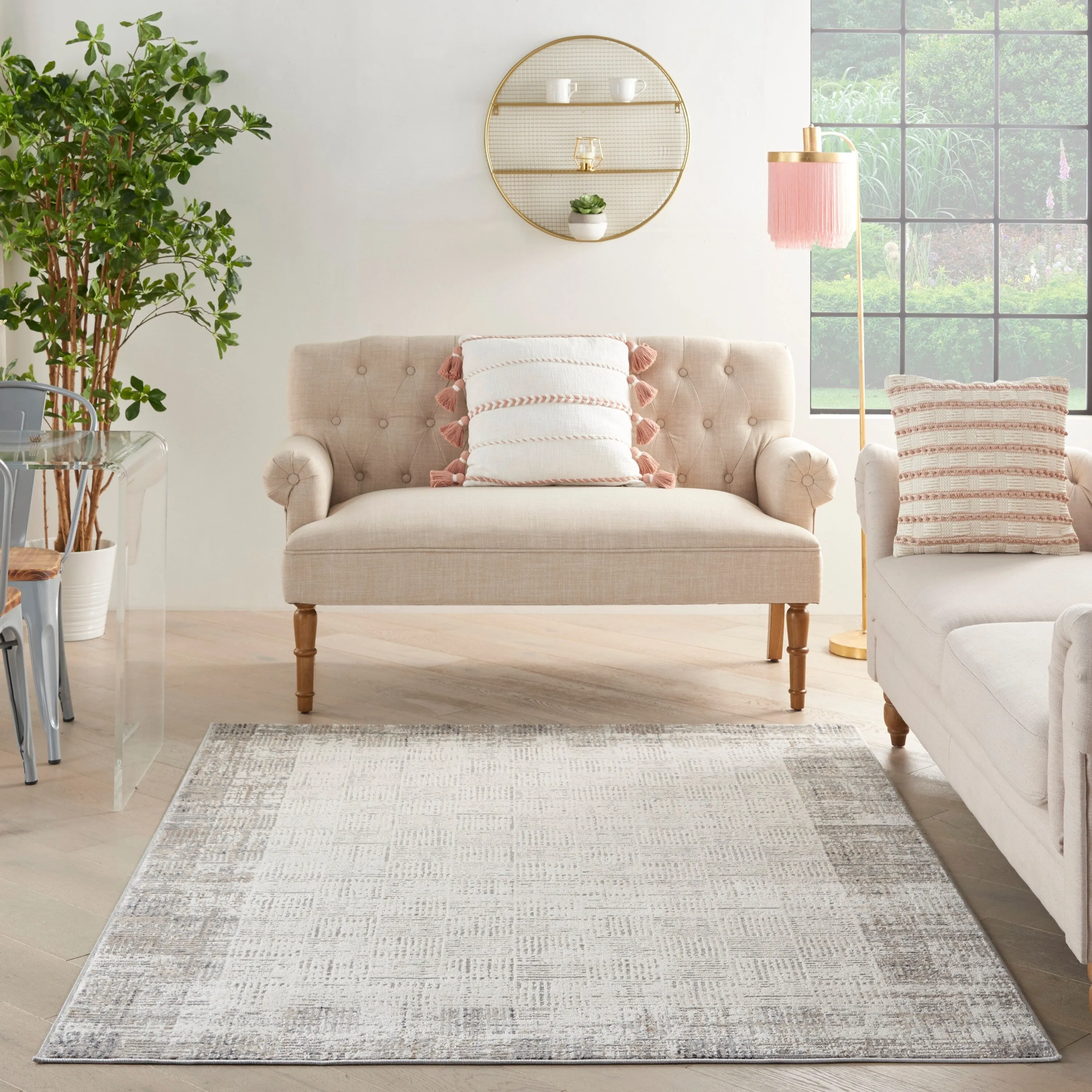 Nourison Elation Abstract Modern Ivory Grey Area Rug