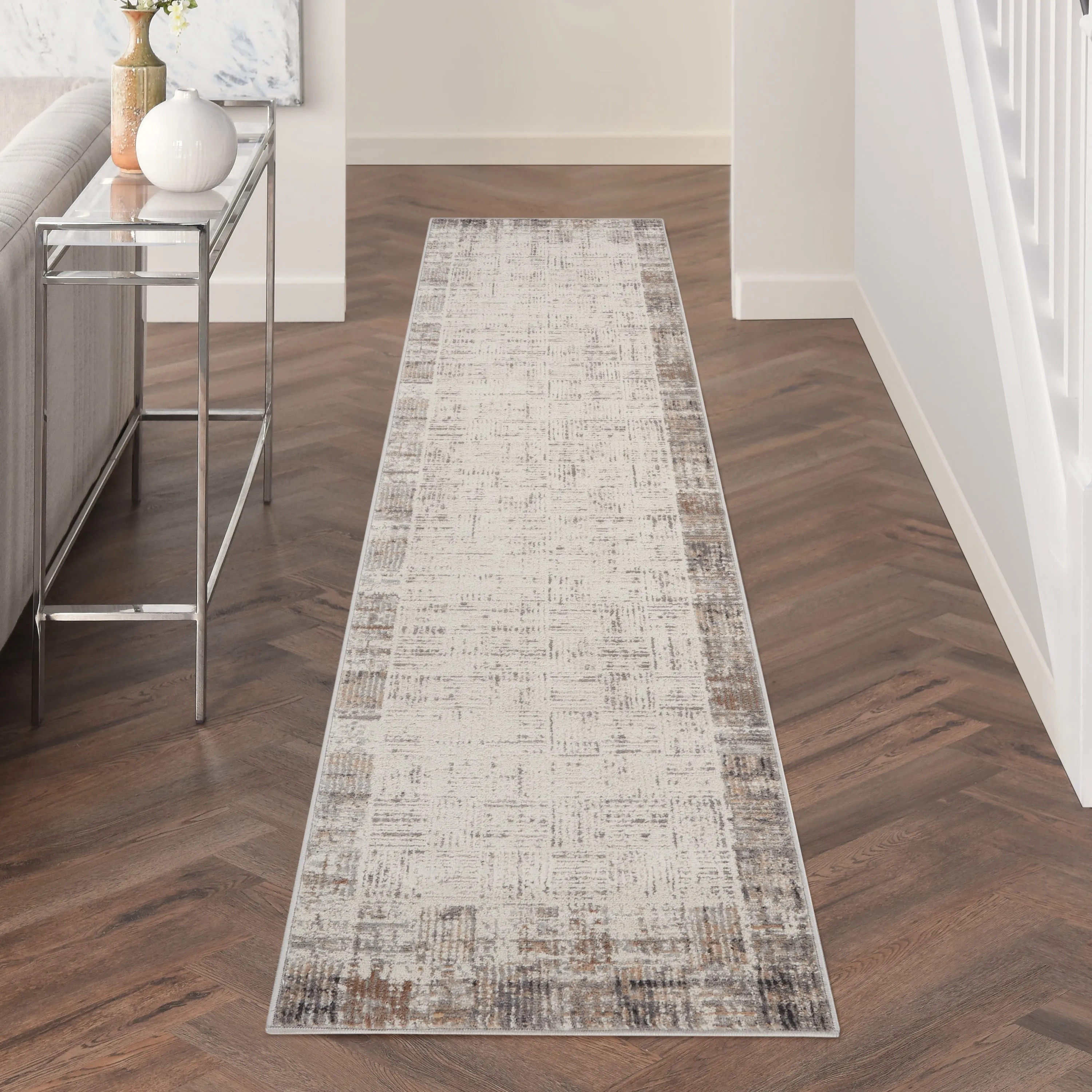 Nourison Elation Abstract Modern Ivory Grey Area Rug
