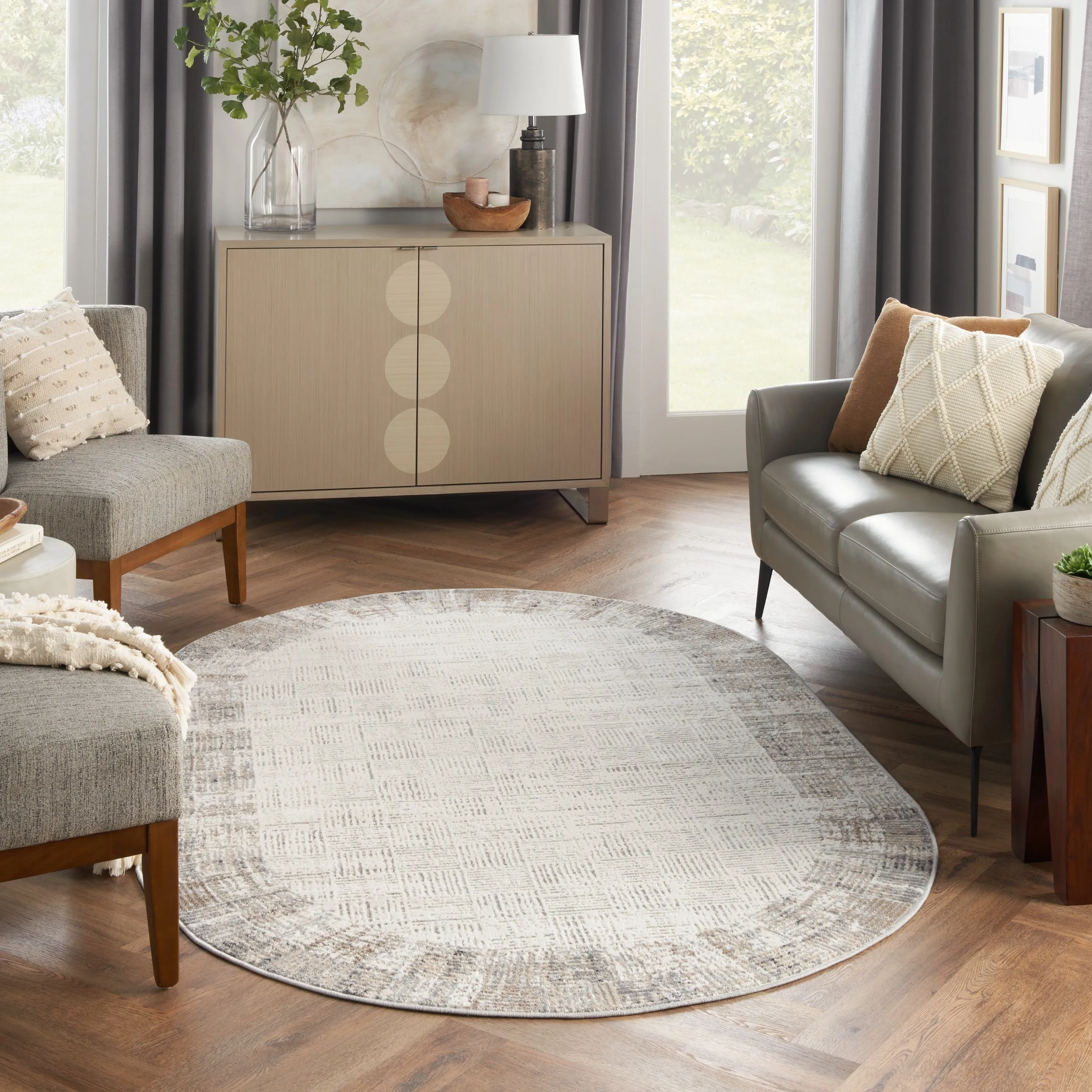 Nourison Elation Abstract Modern Ivory Grey Area Rug