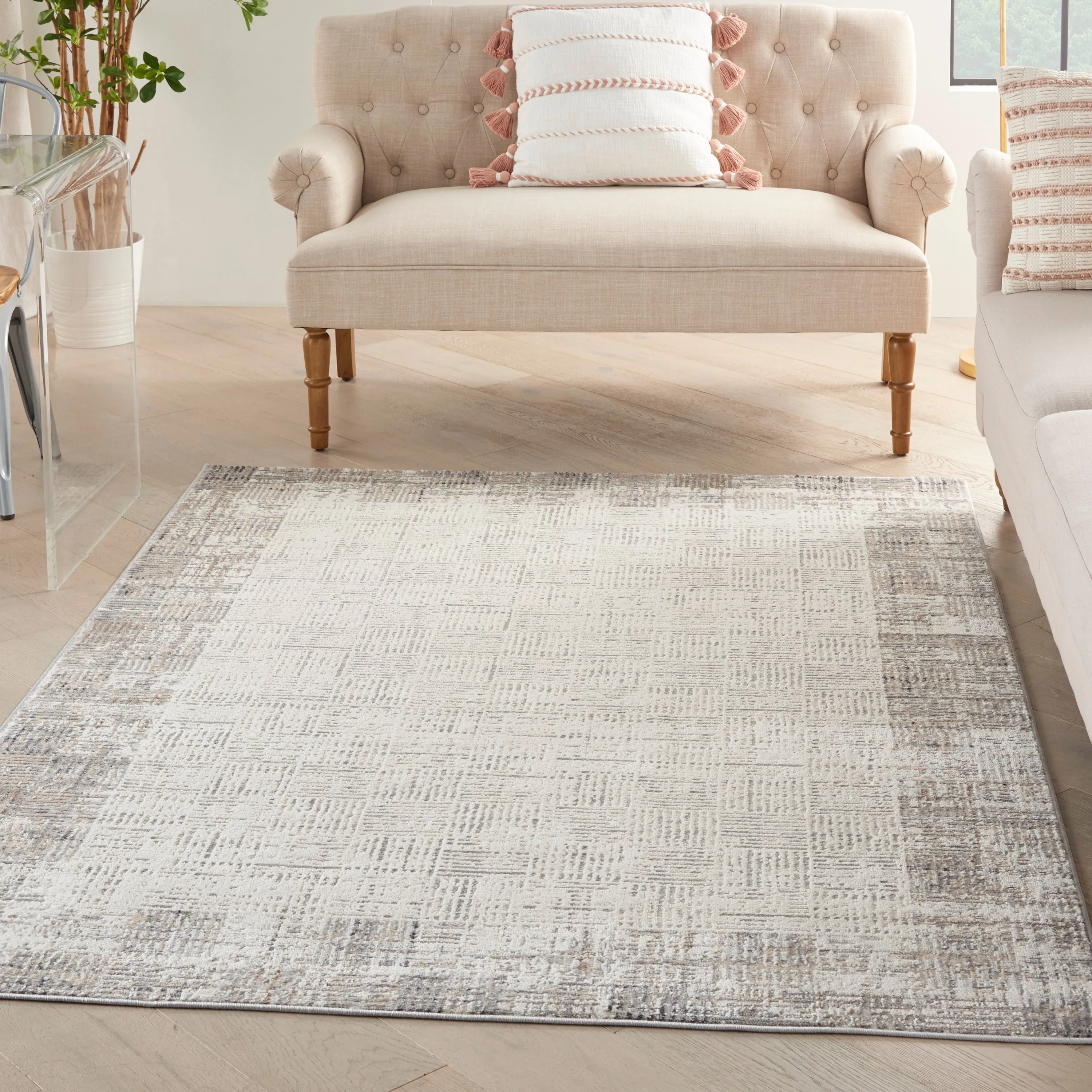 Nourison Elation Abstract Modern Ivory Grey Area Rug