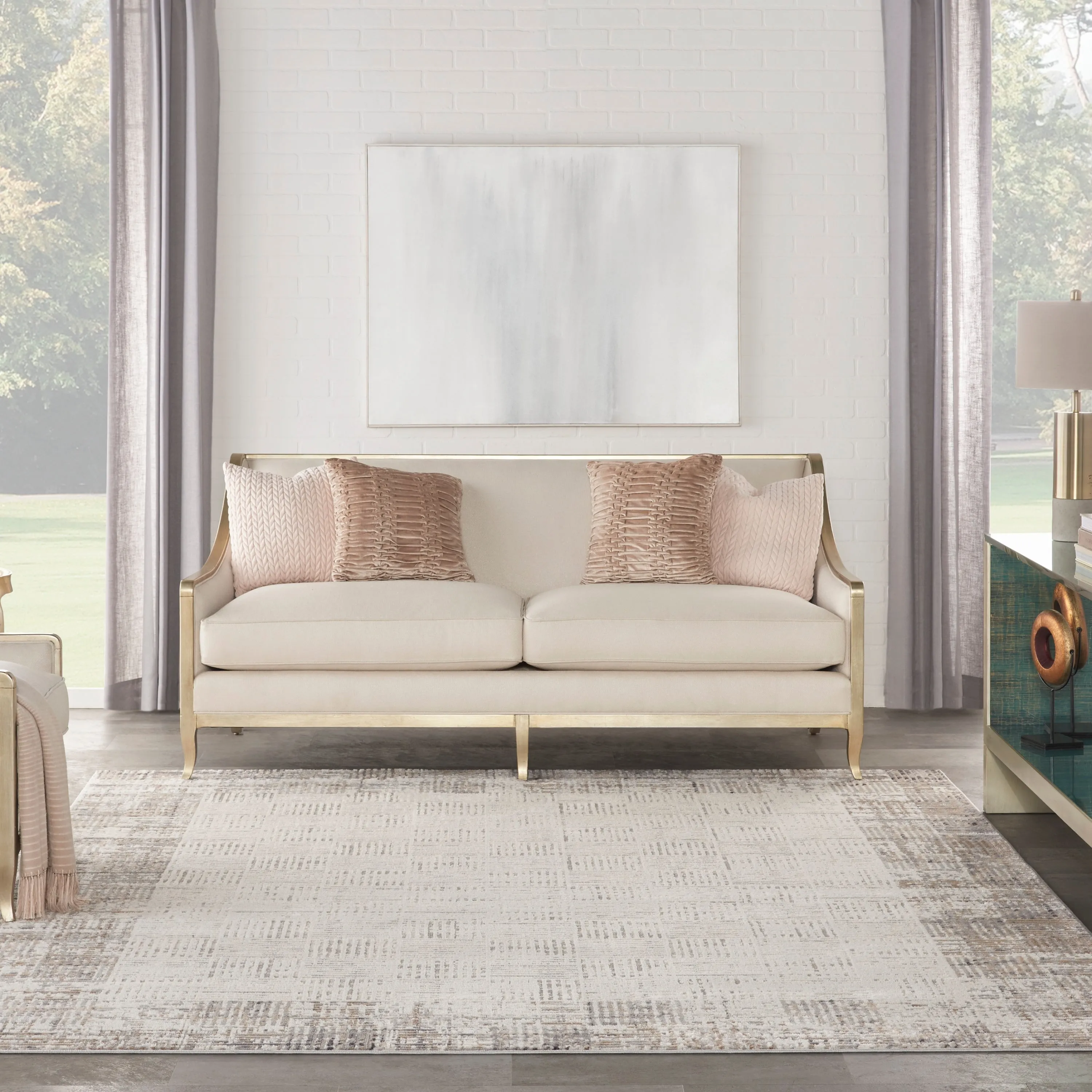 Nourison Elation Abstract Modern Ivory Grey Area Rug