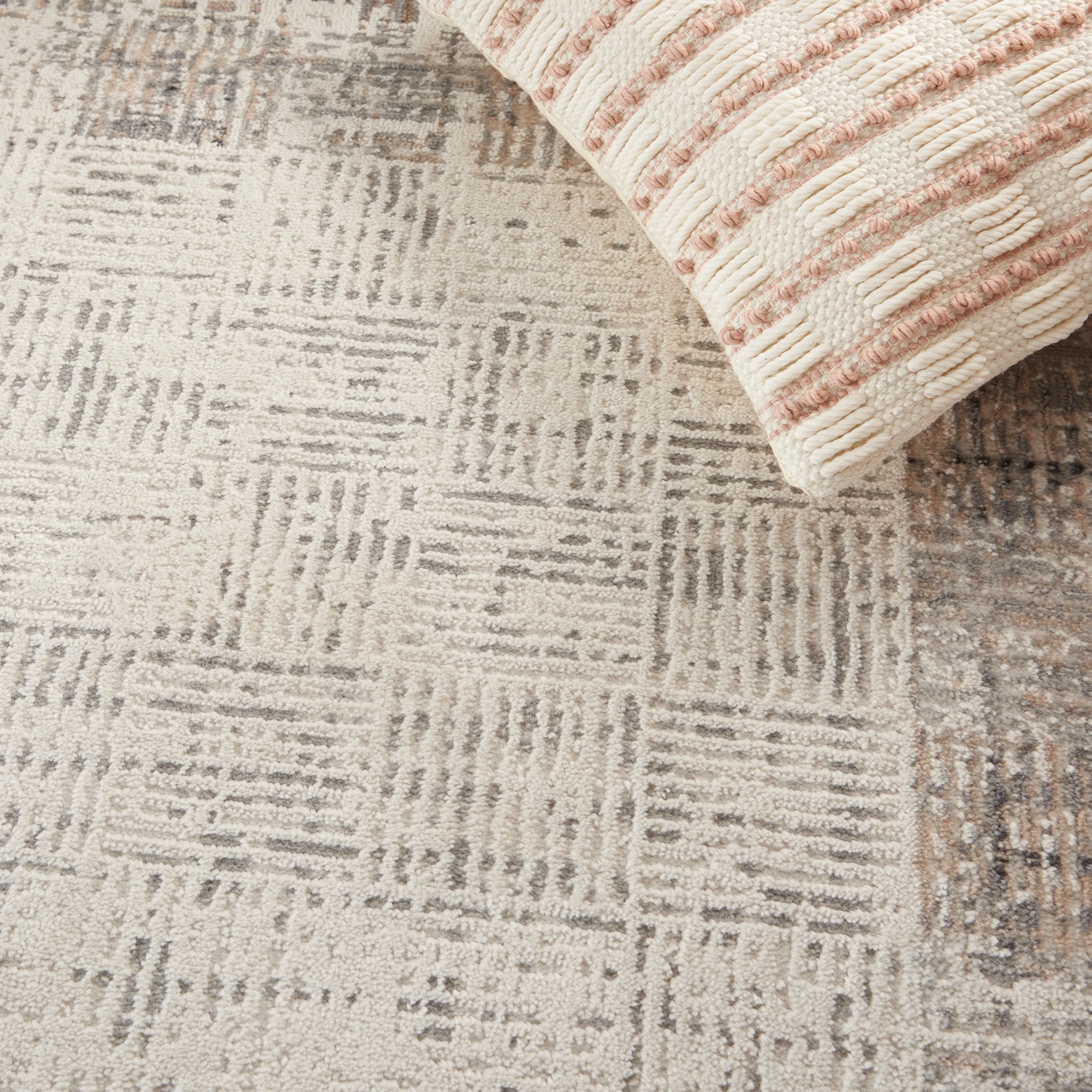 Nourison Elation Abstract Modern Ivory Grey Area Rug