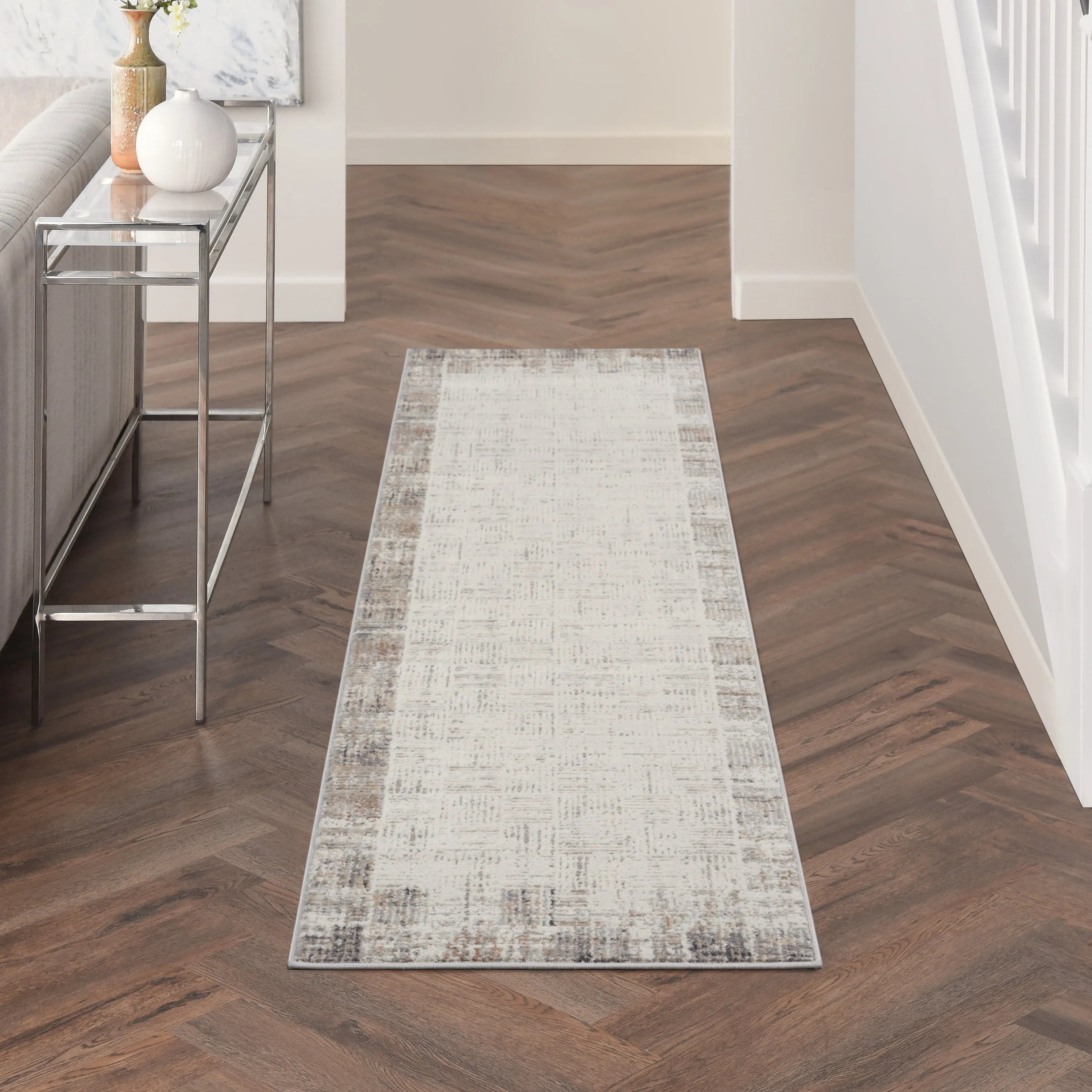 Nourison Elation Abstract Modern Ivory Grey Area Rug