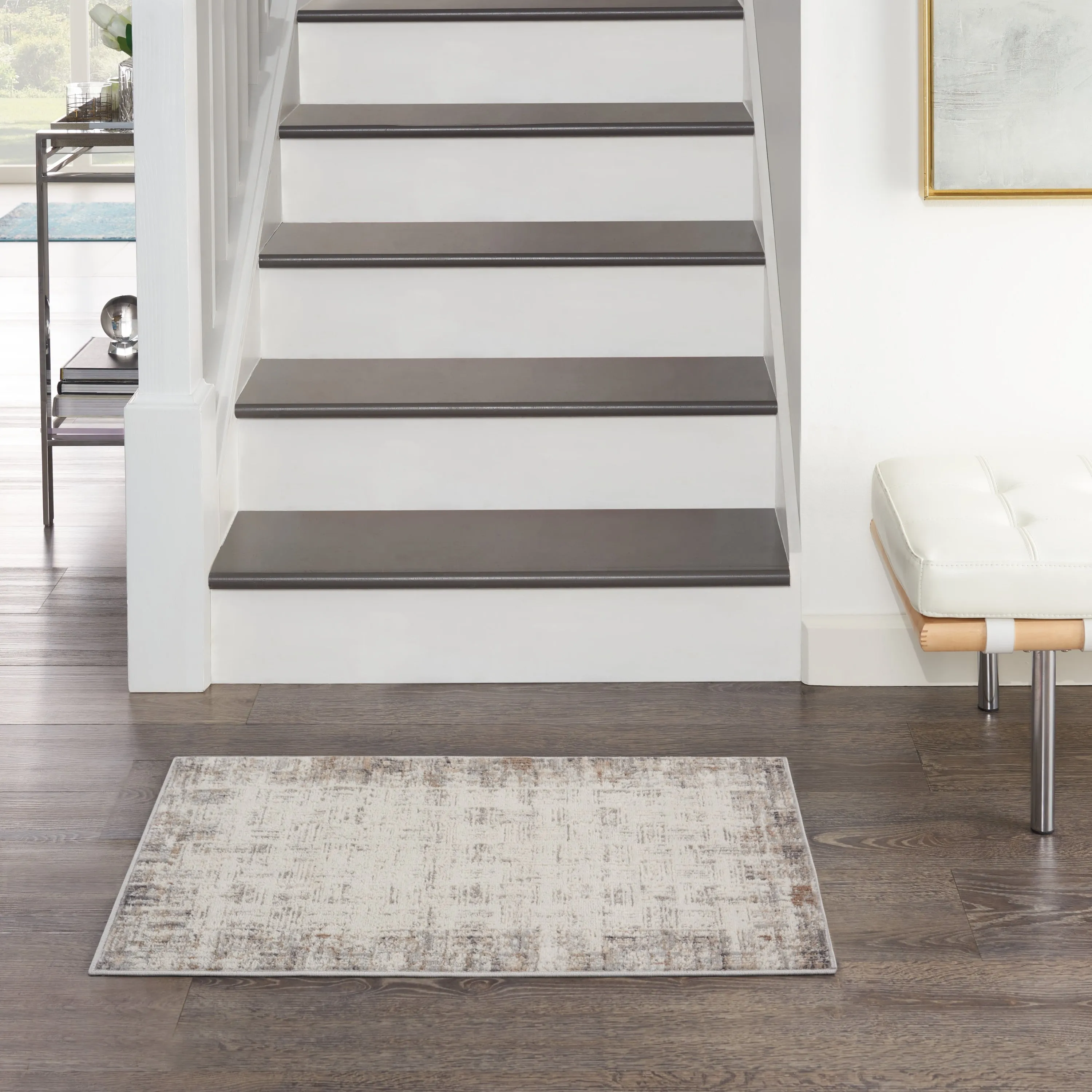 Nourison Elation Abstract Modern Ivory Grey Area Rug