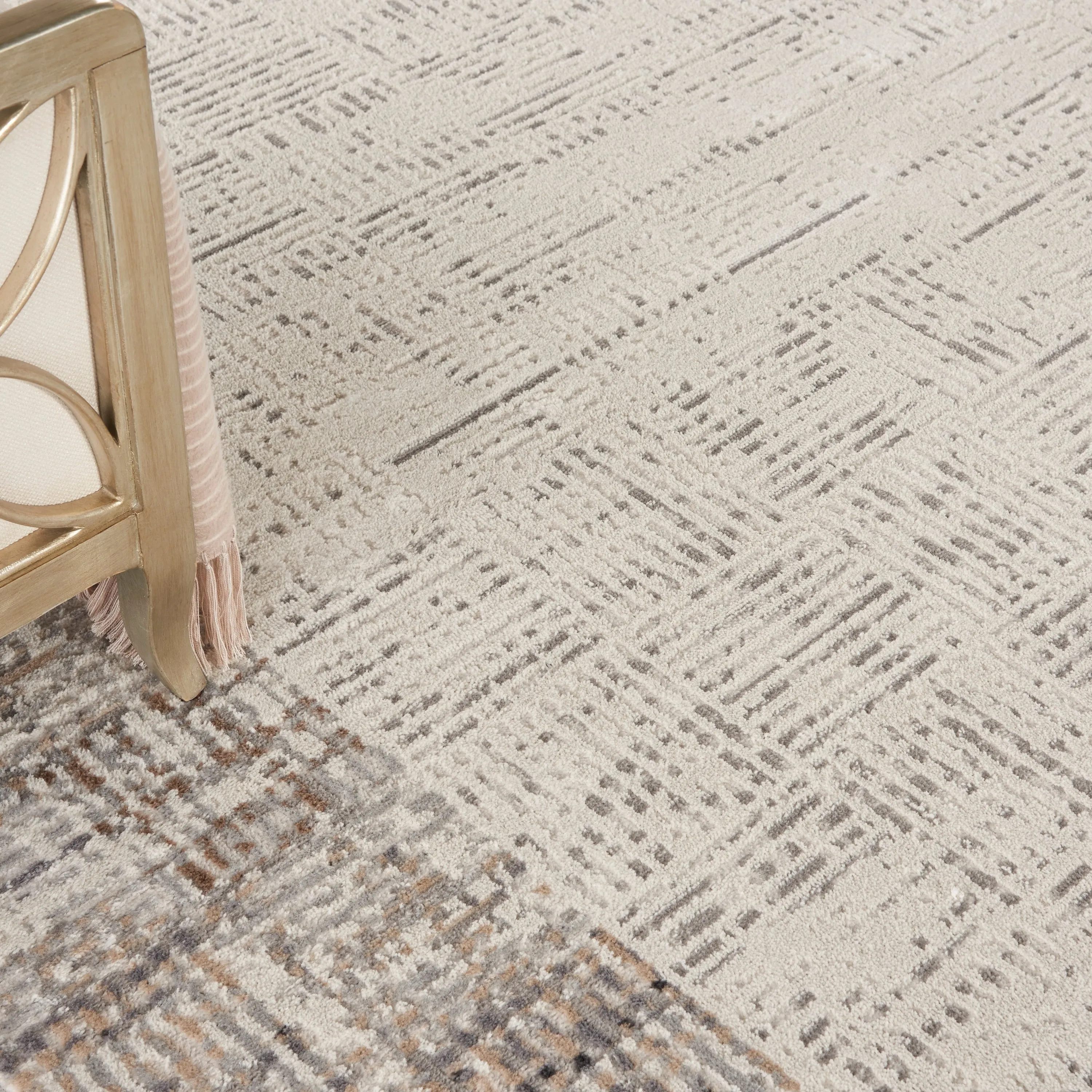 Nourison Elation Abstract Modern Ivory Grey Area Rug